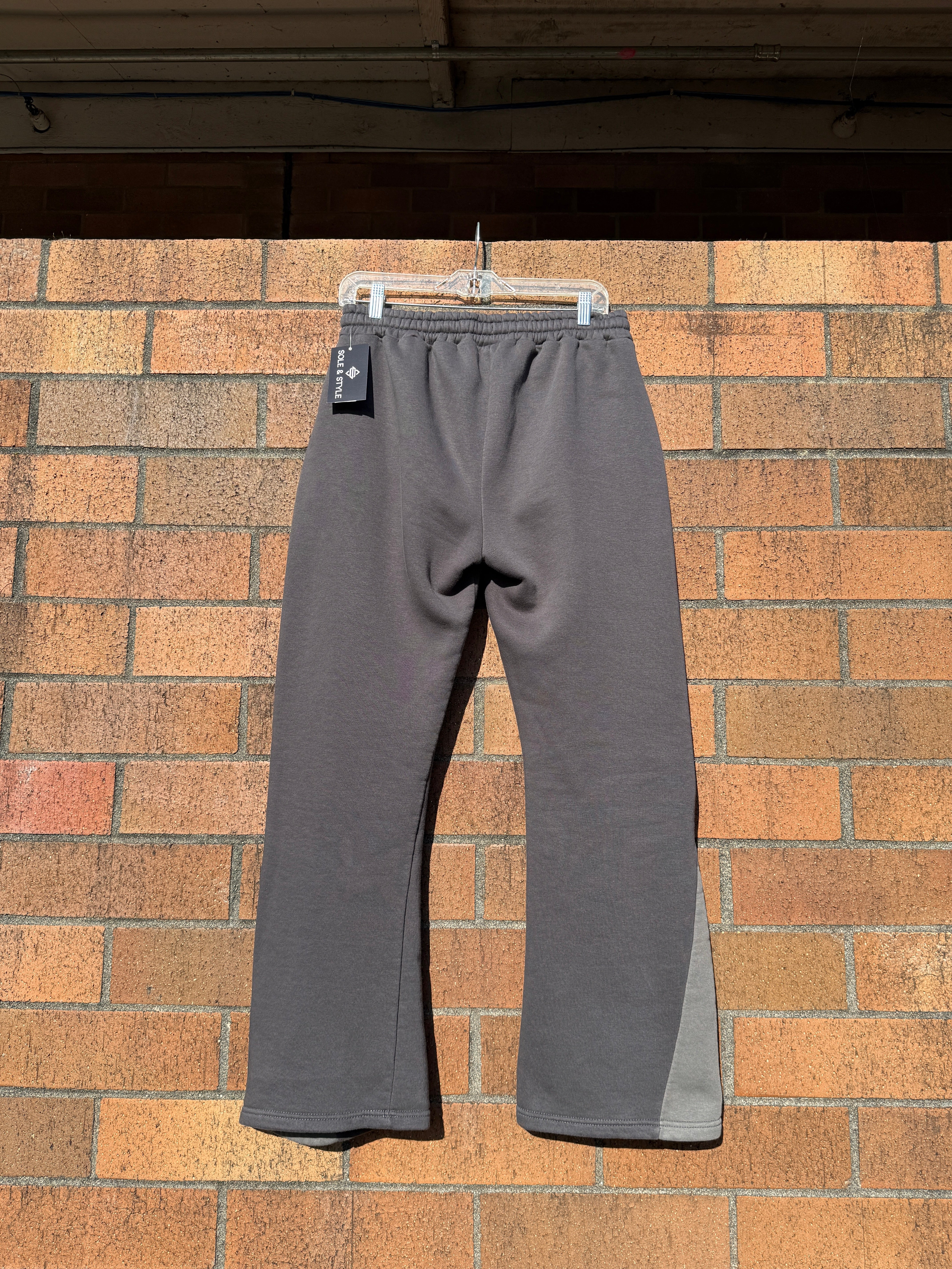 BoohooMan Regular Fit Stacked Gusset Joggers Charcoal Size L