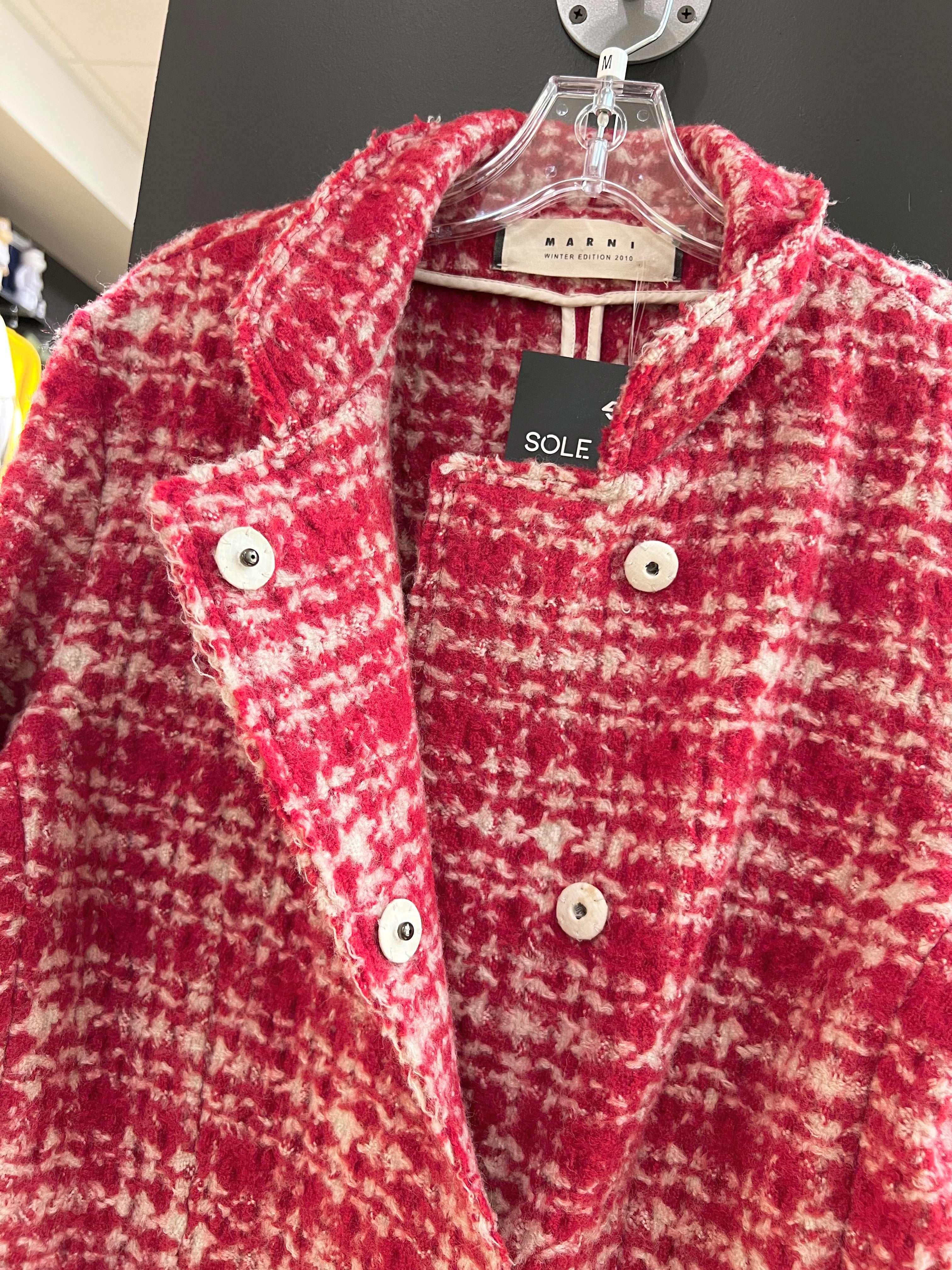 Women's 2010 Marni Winter Edition Red Tweed Coat Sz 42