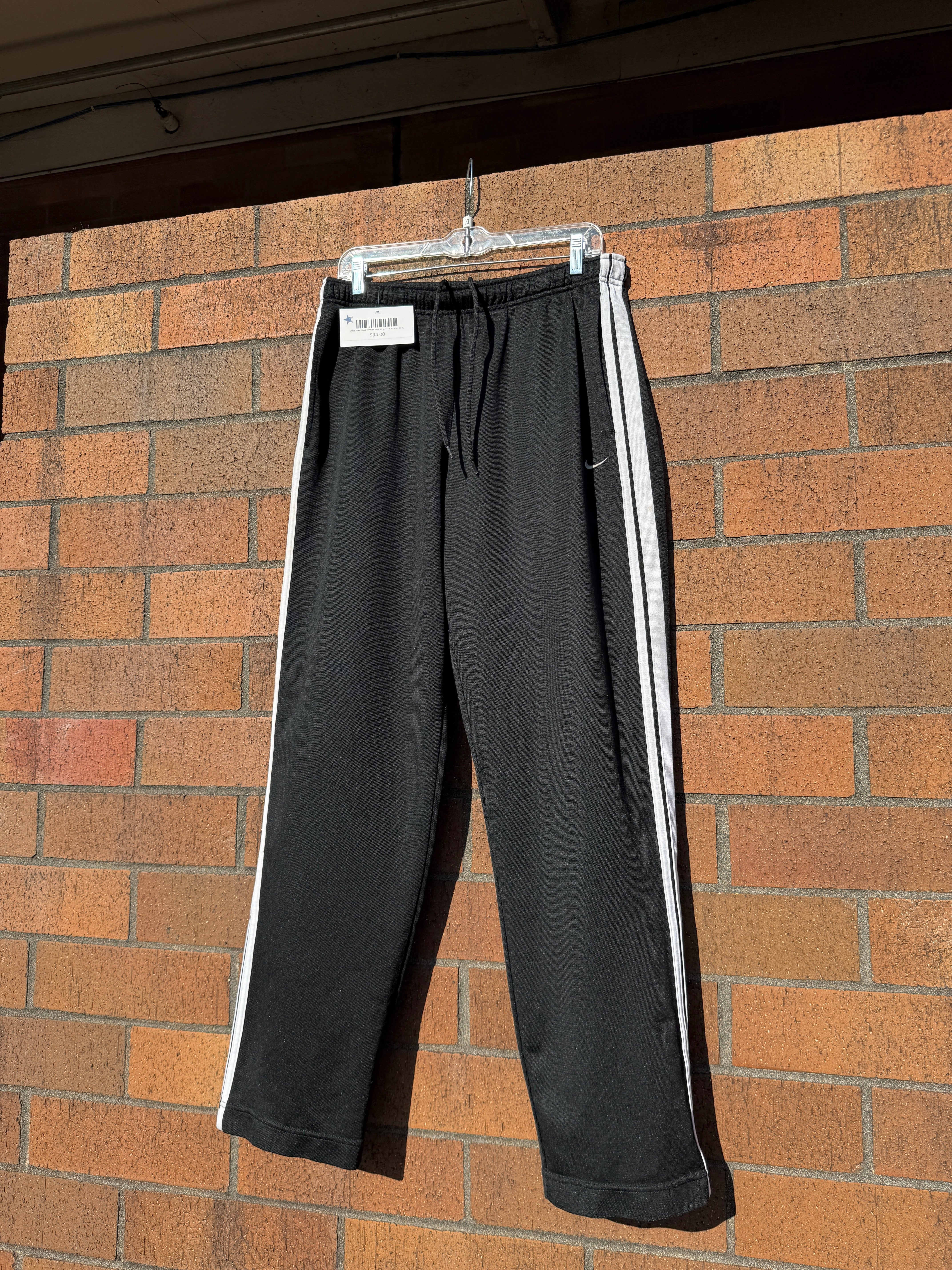 2005 Nike Black / White Side Stripe Track Pants Sz XL
