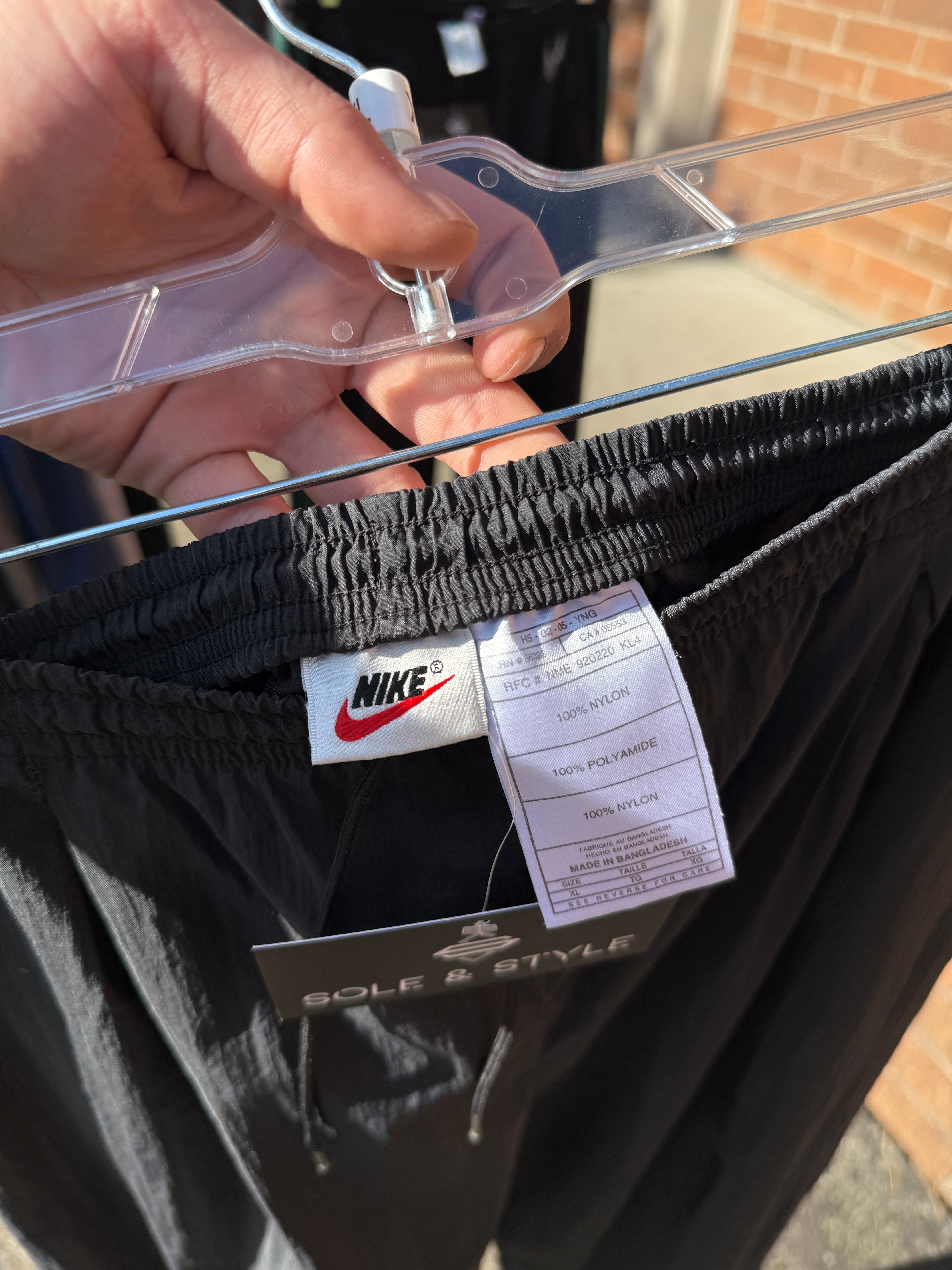 90s Nike Tonal Black Track Pants Sz XL