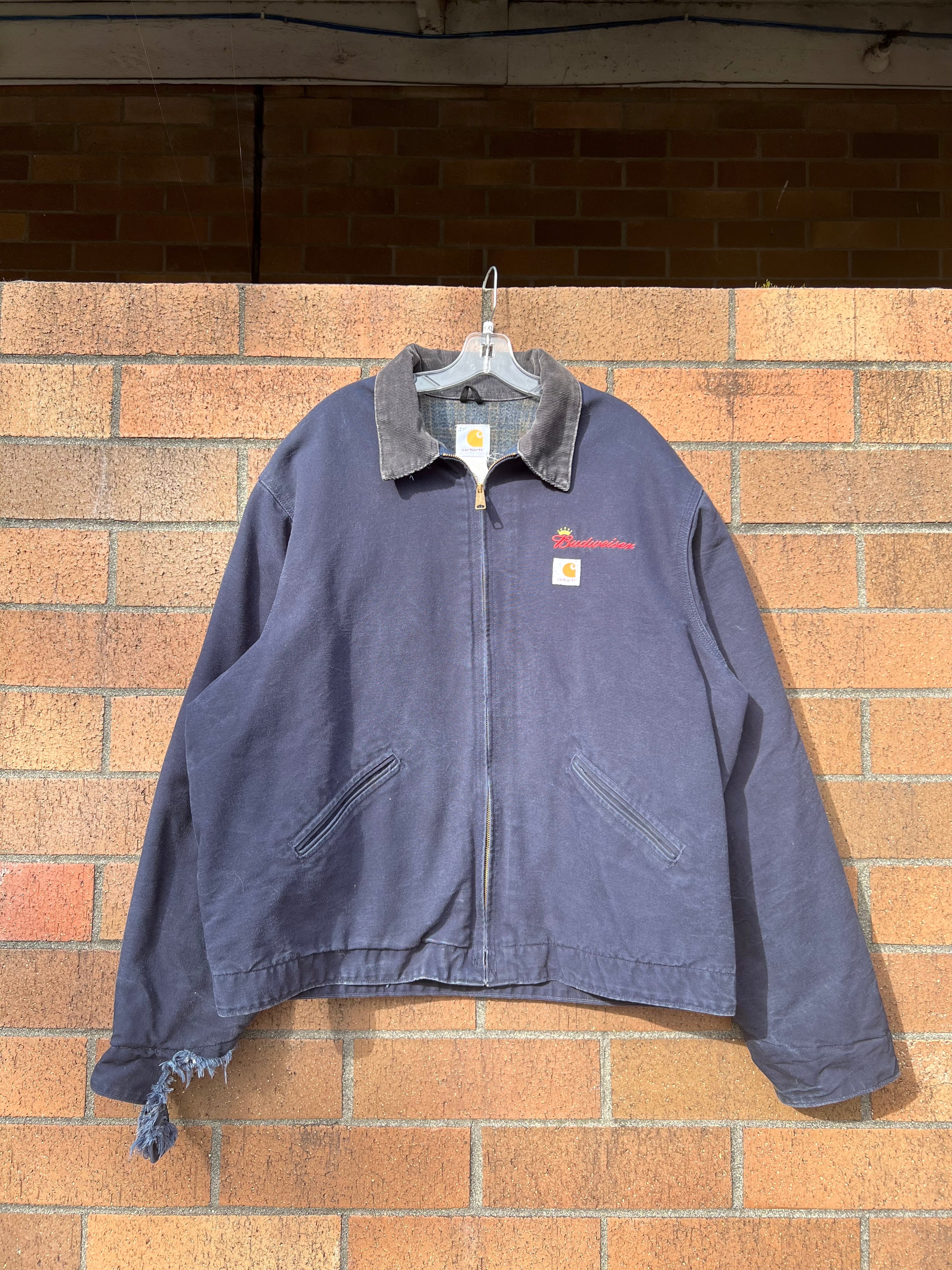 Y2K Carhartt Budweiser Navy Detroit Jacket Sz XXL