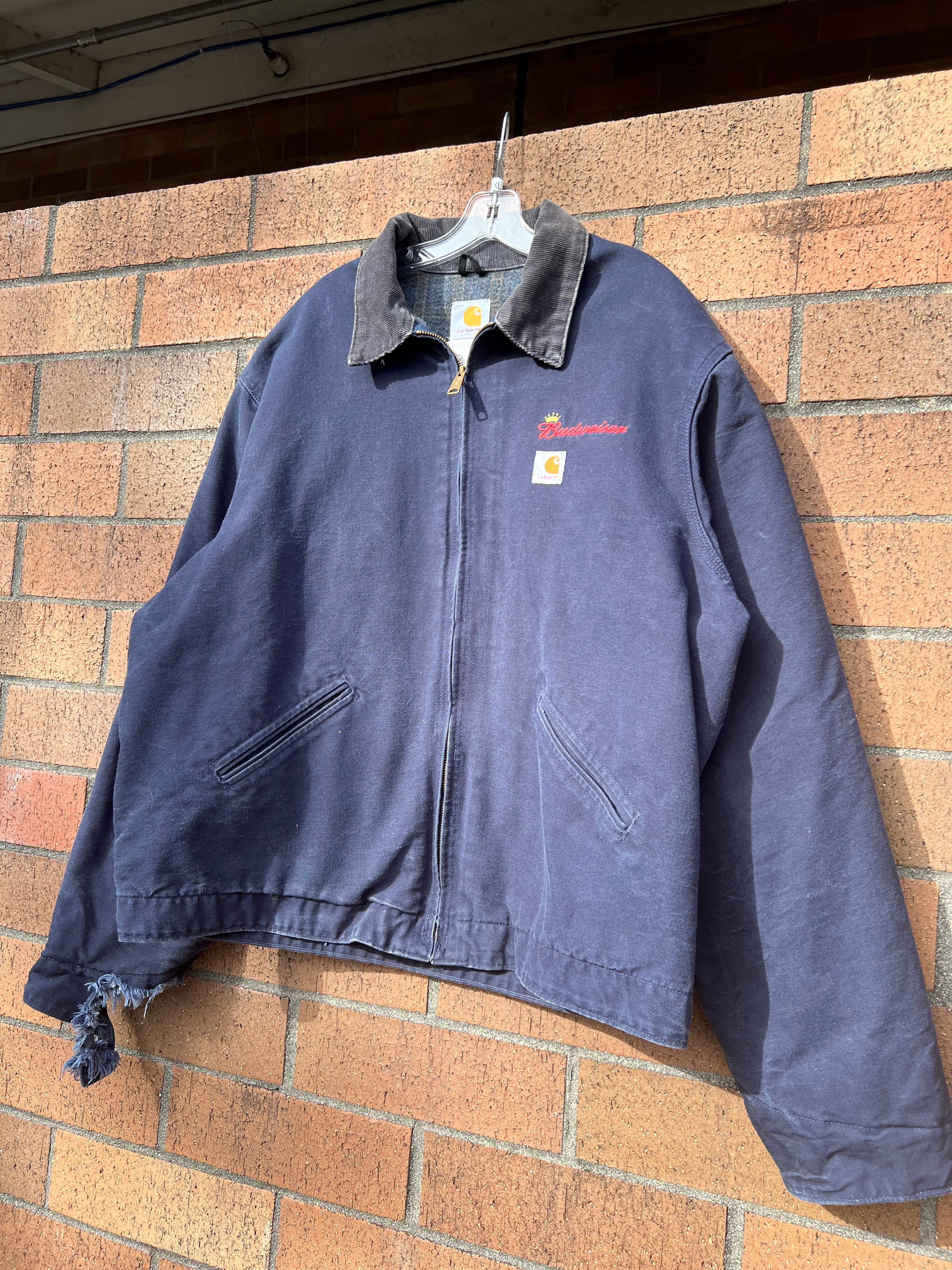 Y2K Carhartt Budweiser Navy Detroit Jacket Sz XXL