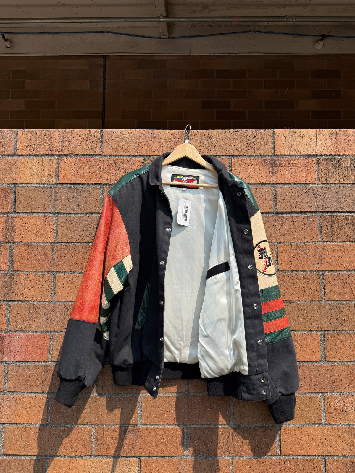 90s Jeff Hamilton Mickey Mouse Baseball Leather Jacket Size XL