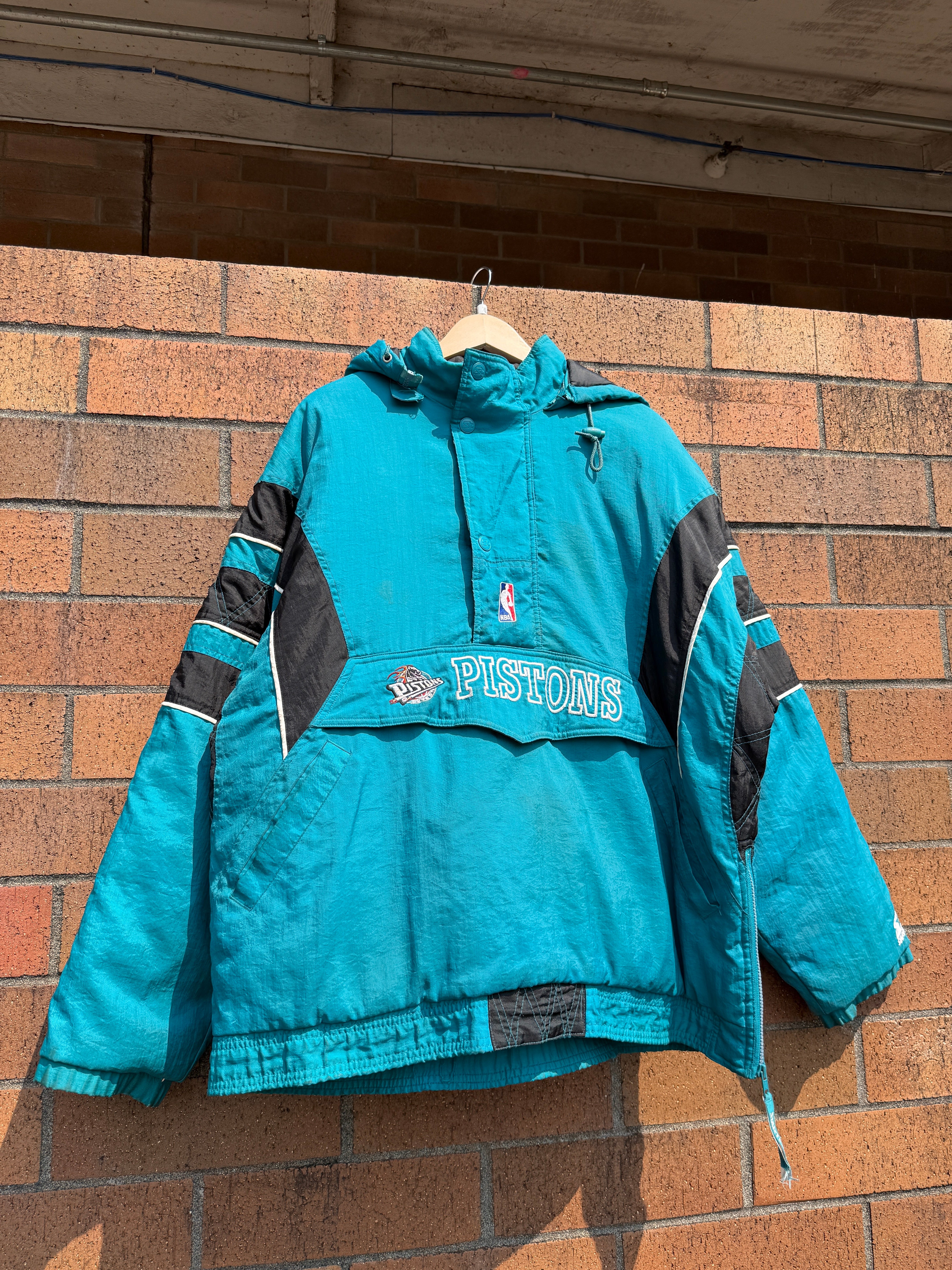 90s Starter Detroit Pistons Hooded Puffer Jacket Size XL