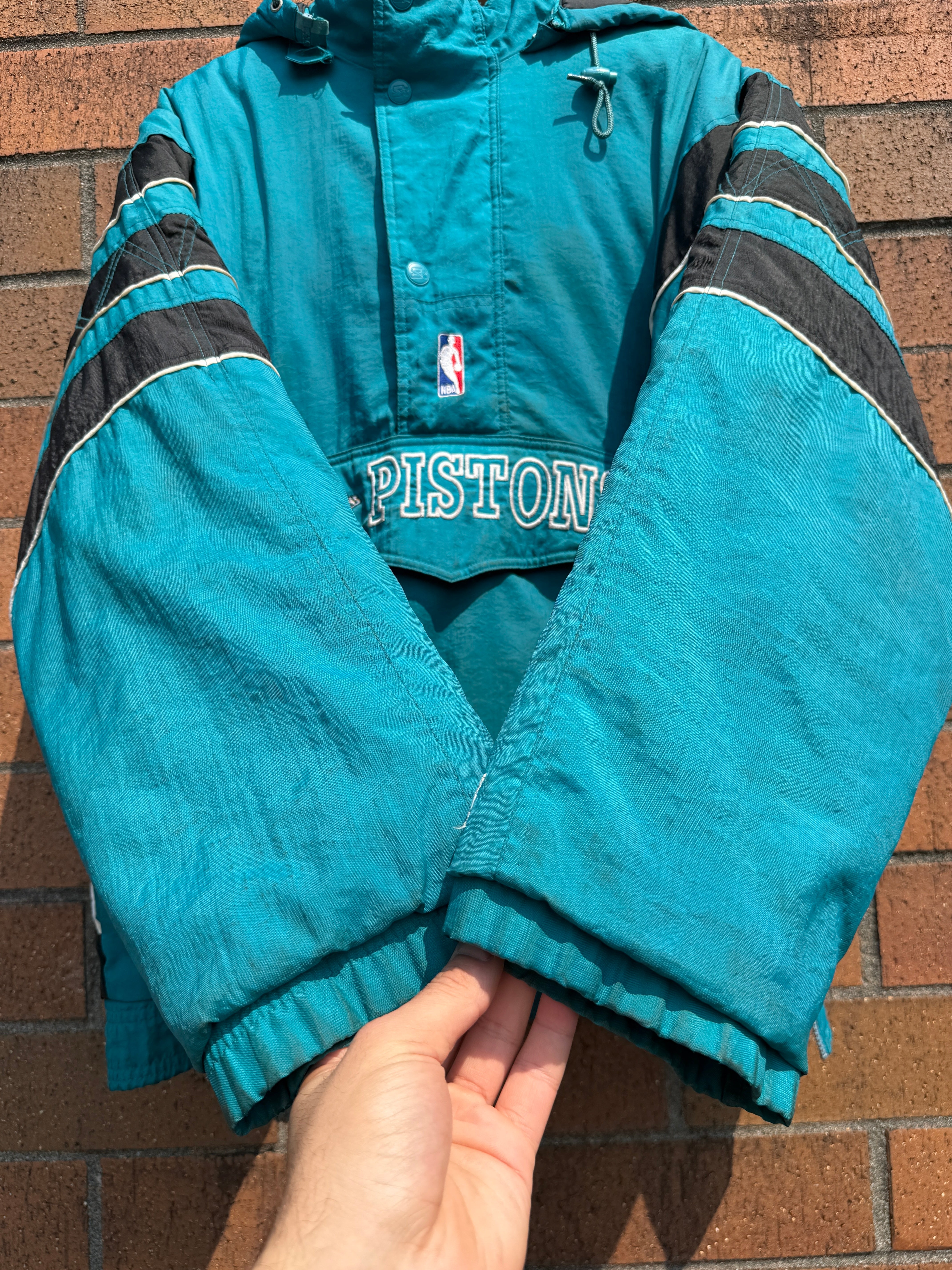 90s Starter Detroit Pistons Hooded Puffer Jacket Size XL