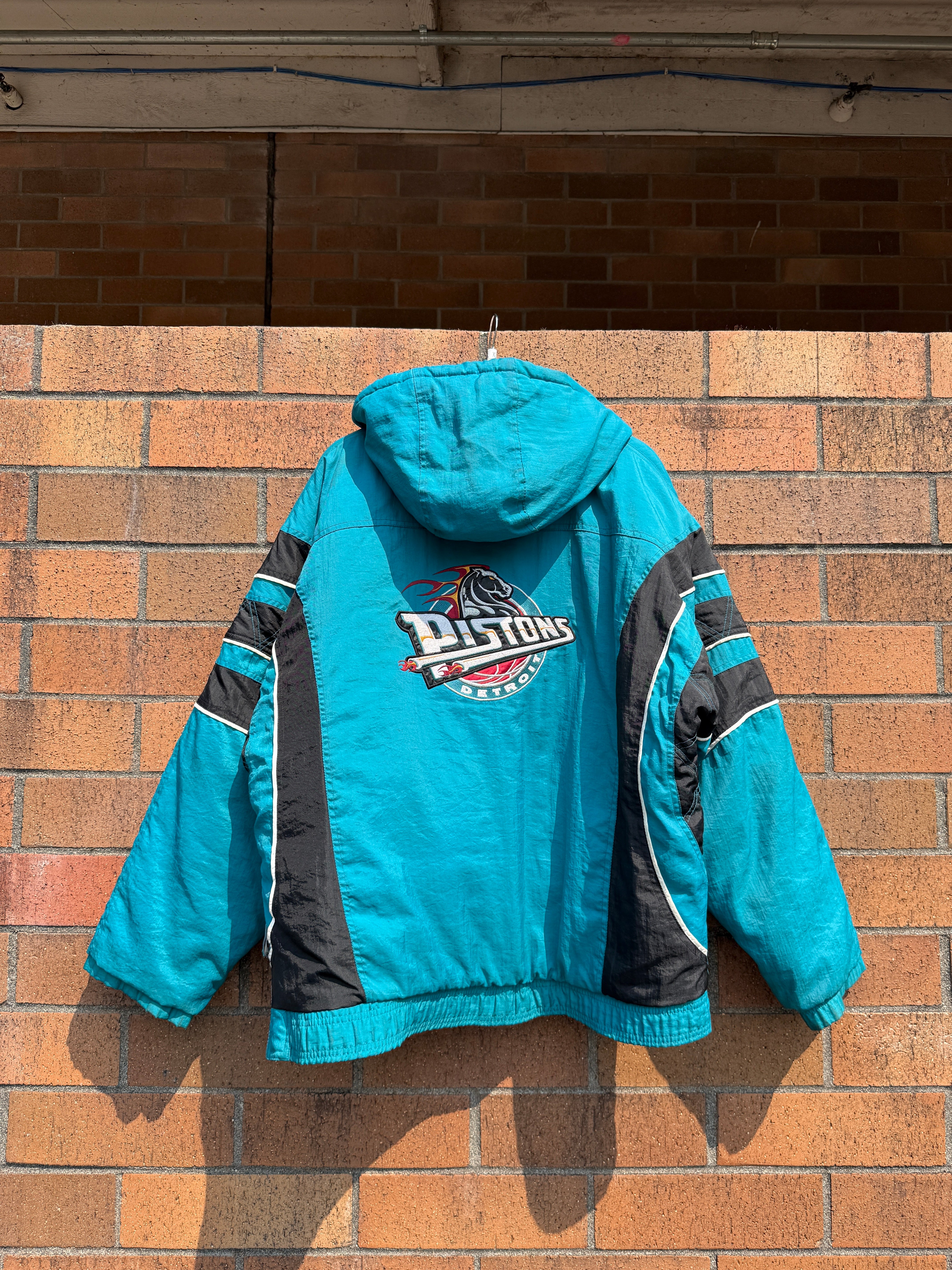90s Starter Detroit Pistons Hooded Puffer Jacket Size XL