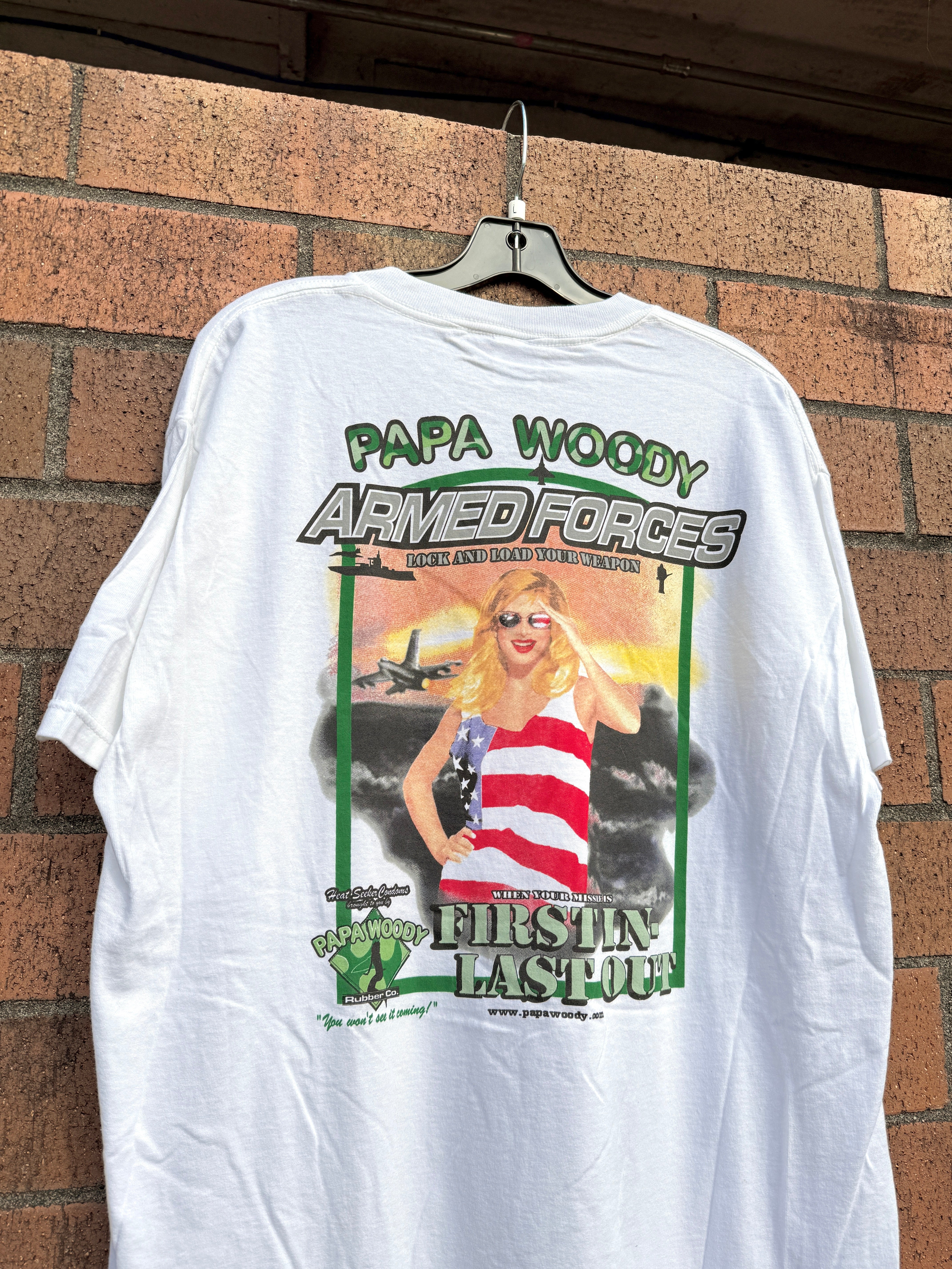 1998 Papa Woody Armed Forces Tee Sz L
