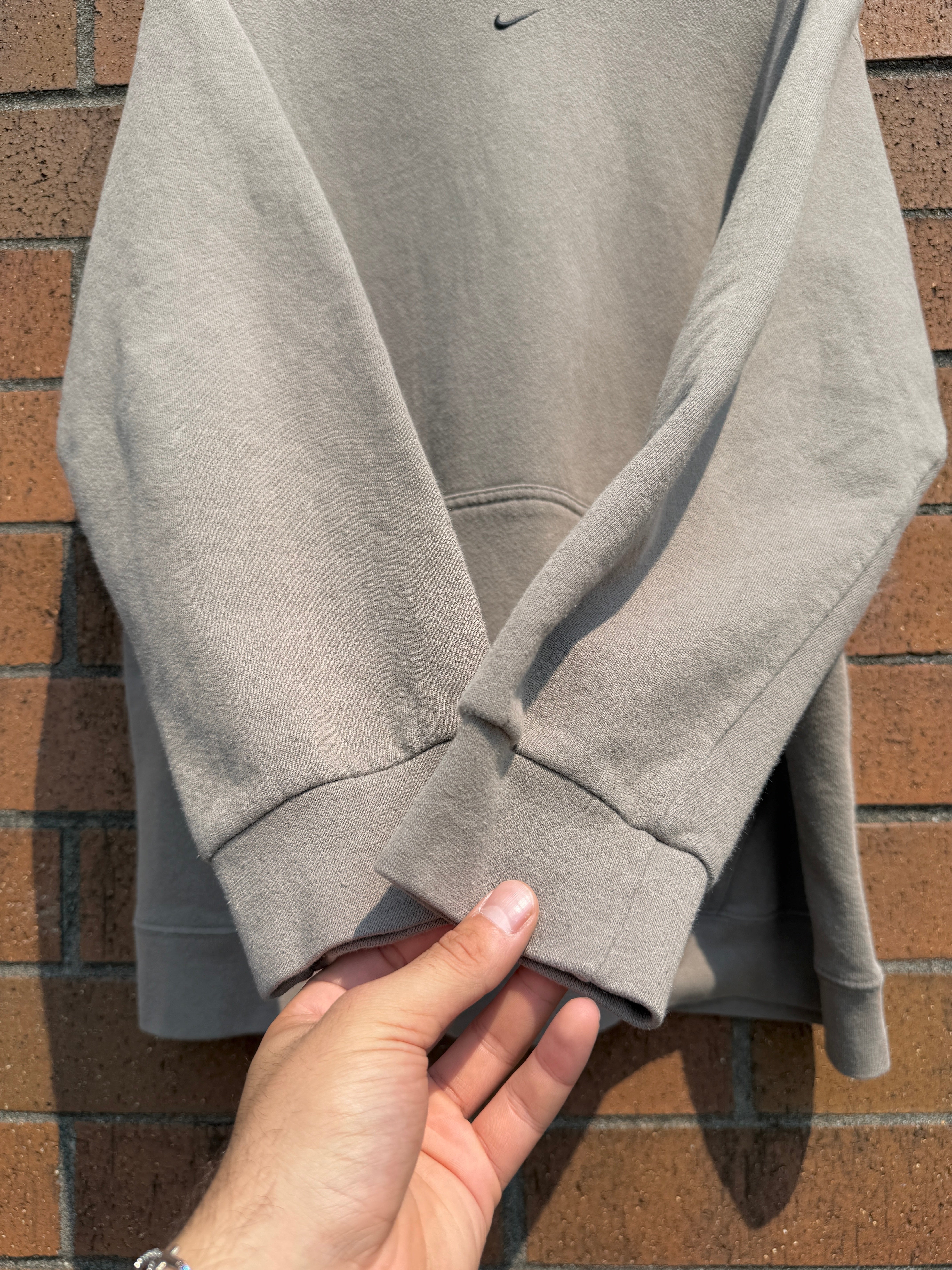 90s Nike Faded Olive / Black Center Swoosh Hoodie Size XL