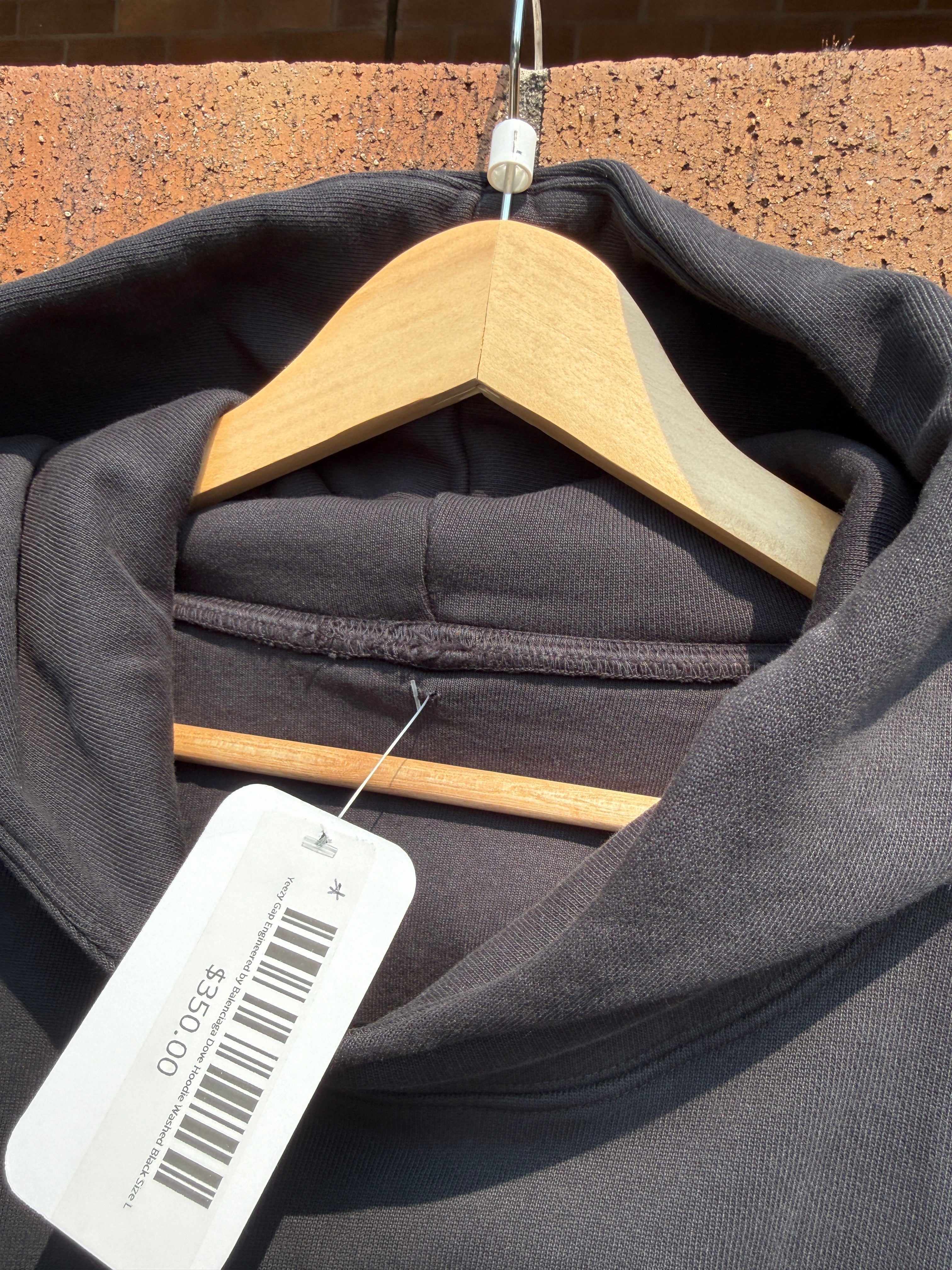 Yeezy Gap Engineered by Balenciaga Dove Hoodie Washed Black Size L SAMPLE