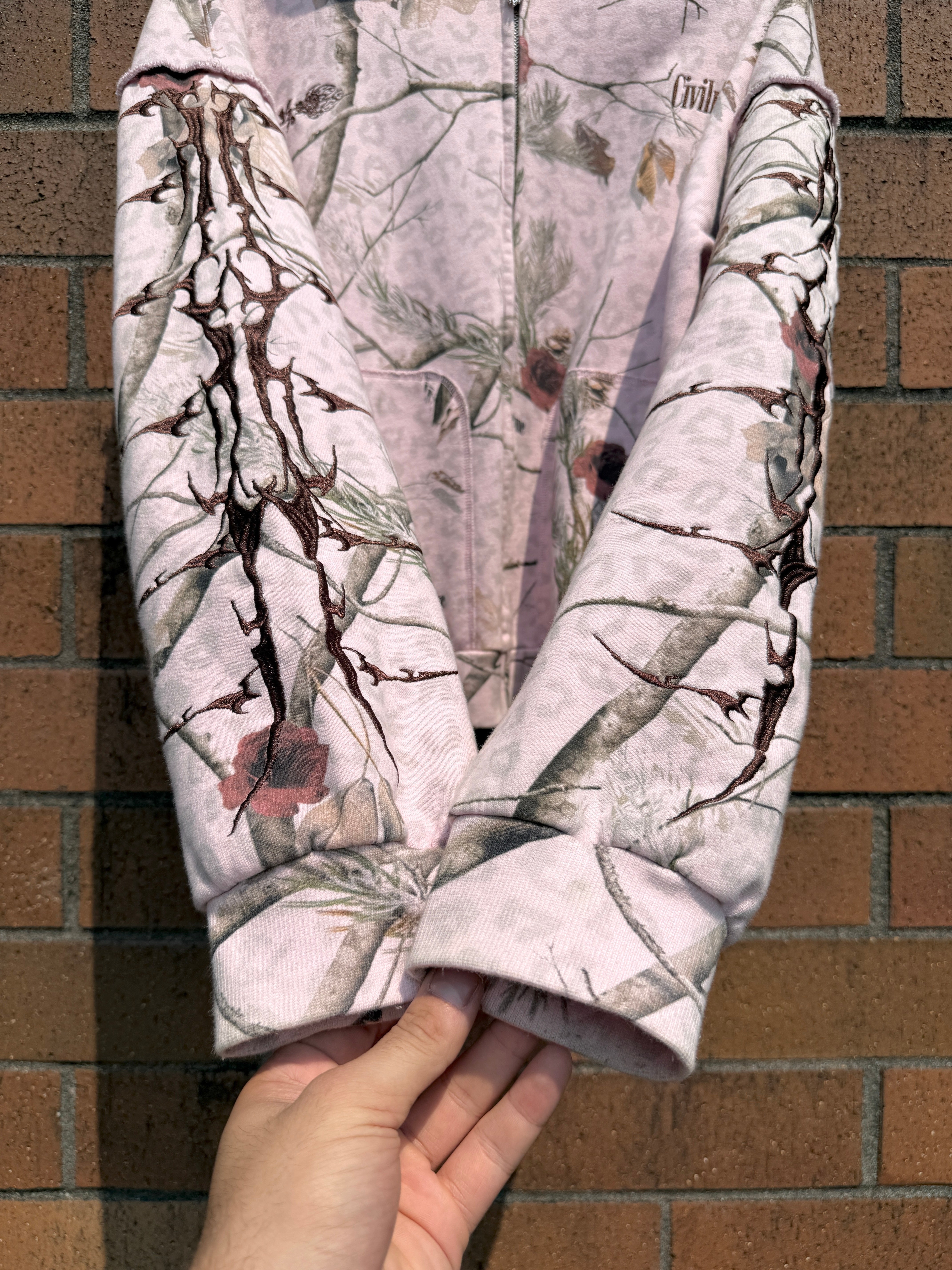 Civil Regime Core Brigade Zip Up Hoodie Pink Leopard Camo Size L USED