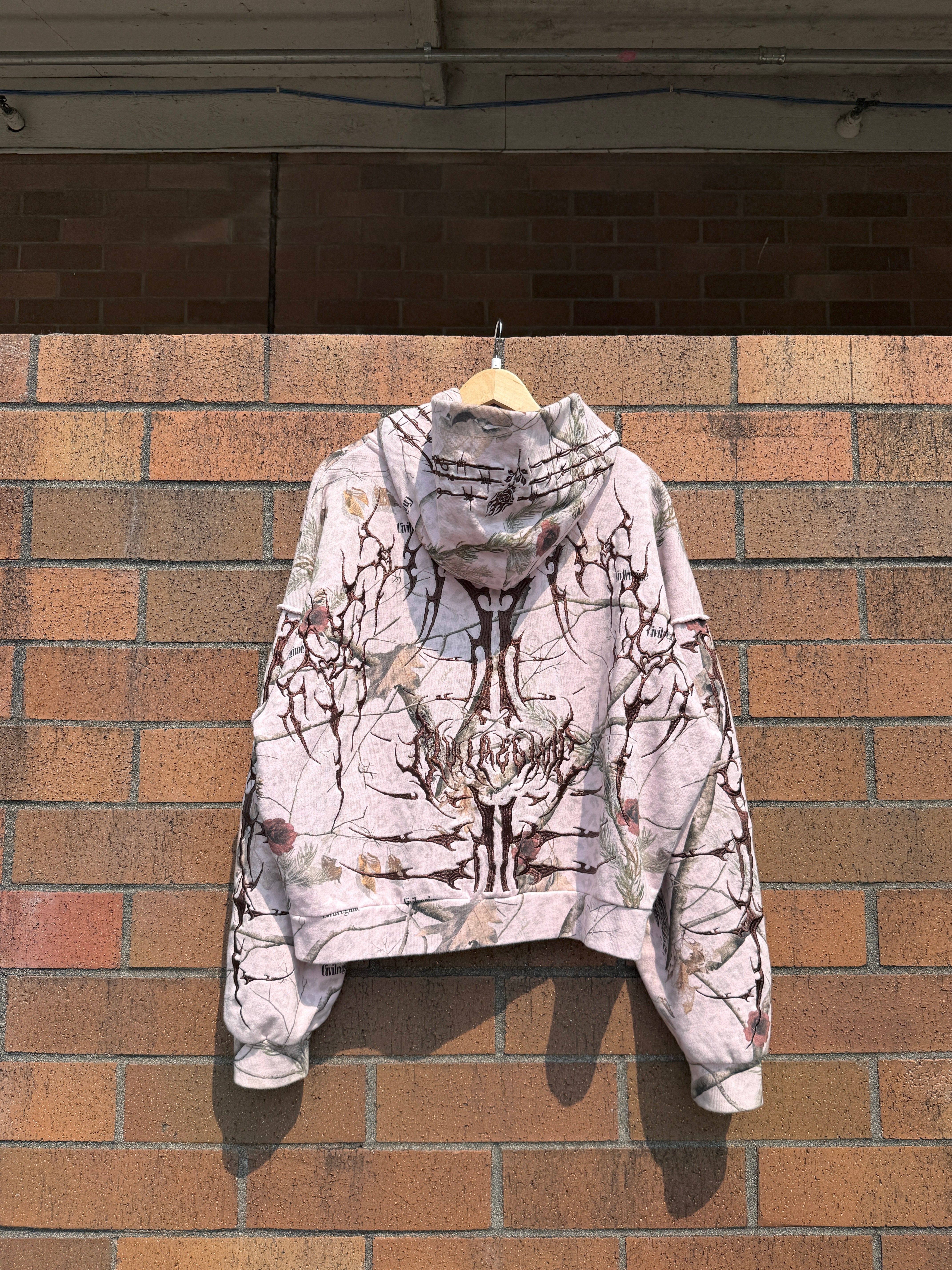 Civil Regime Core Brigade Zip Up Hoodie Pink Leopard Camo Size L USED