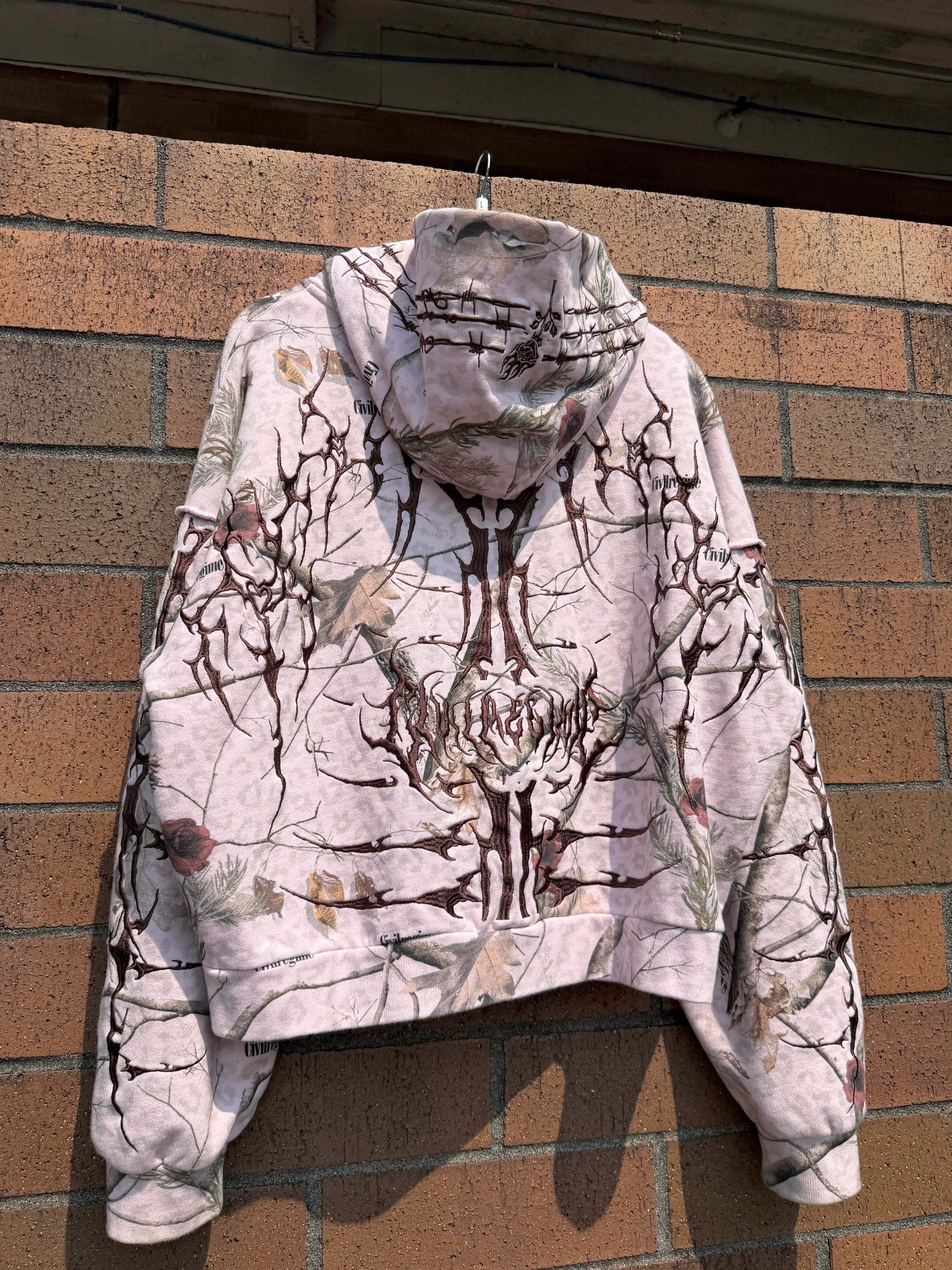 Civil Regime Core Brigade Zip Up Hoodie Pink Leopard Camo Size L USED