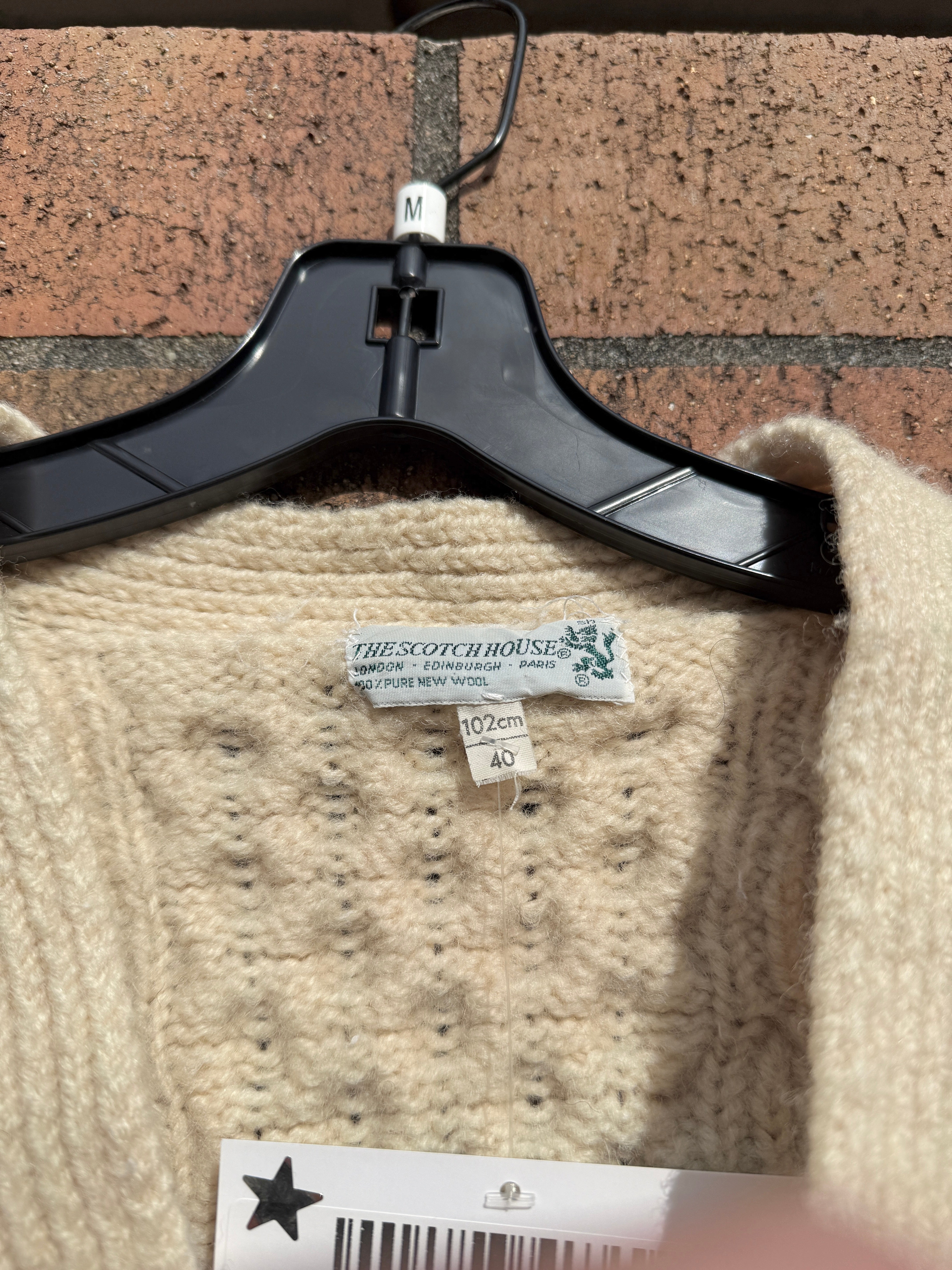 70s The ScotchHouse Wool Knit Cardigan Cream Sz 40