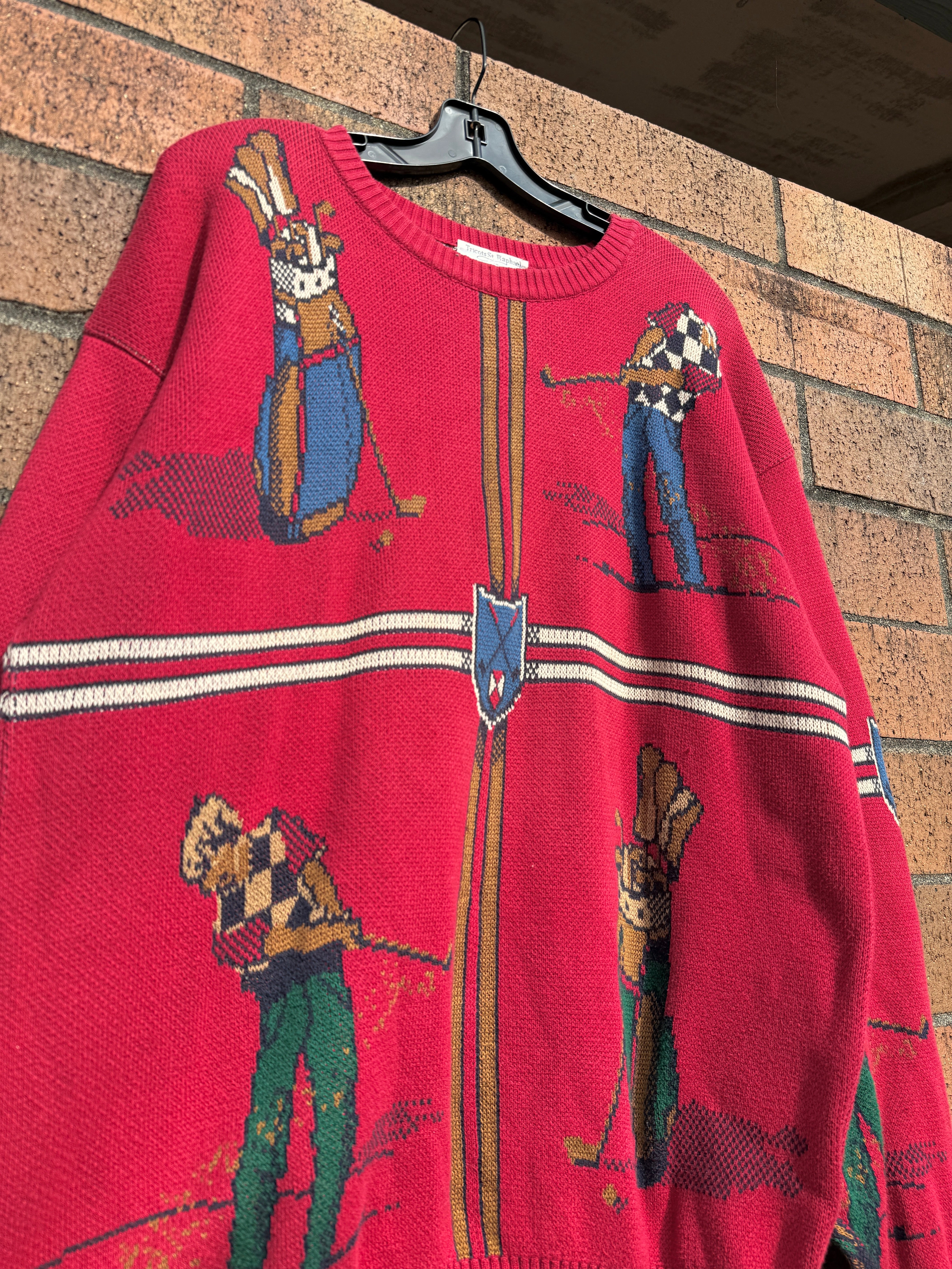 90s Tricots St Raphael Red Golf Sweater Sz L