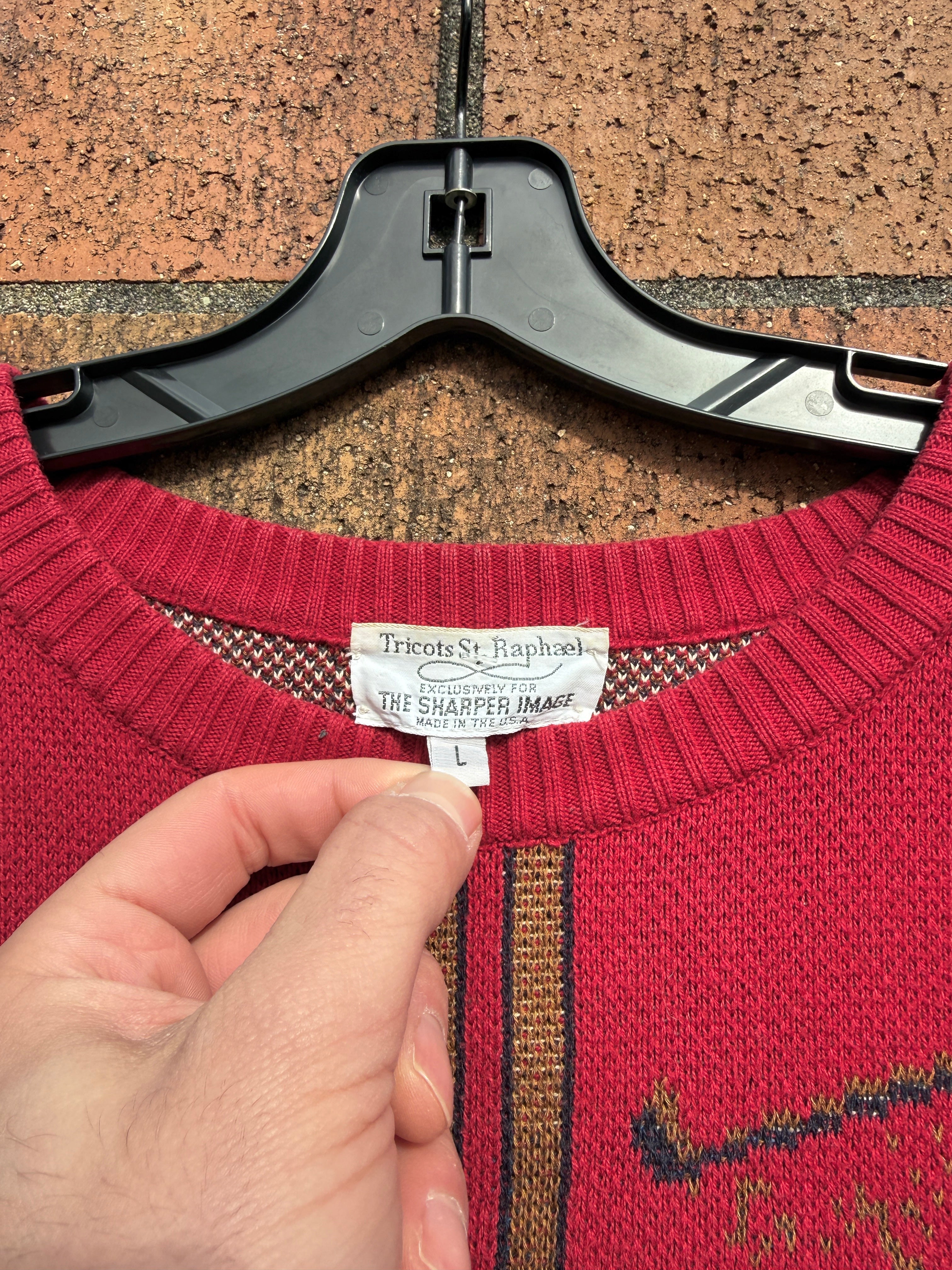 90s Tricots St Raphael Red Golf Sweater Sz L