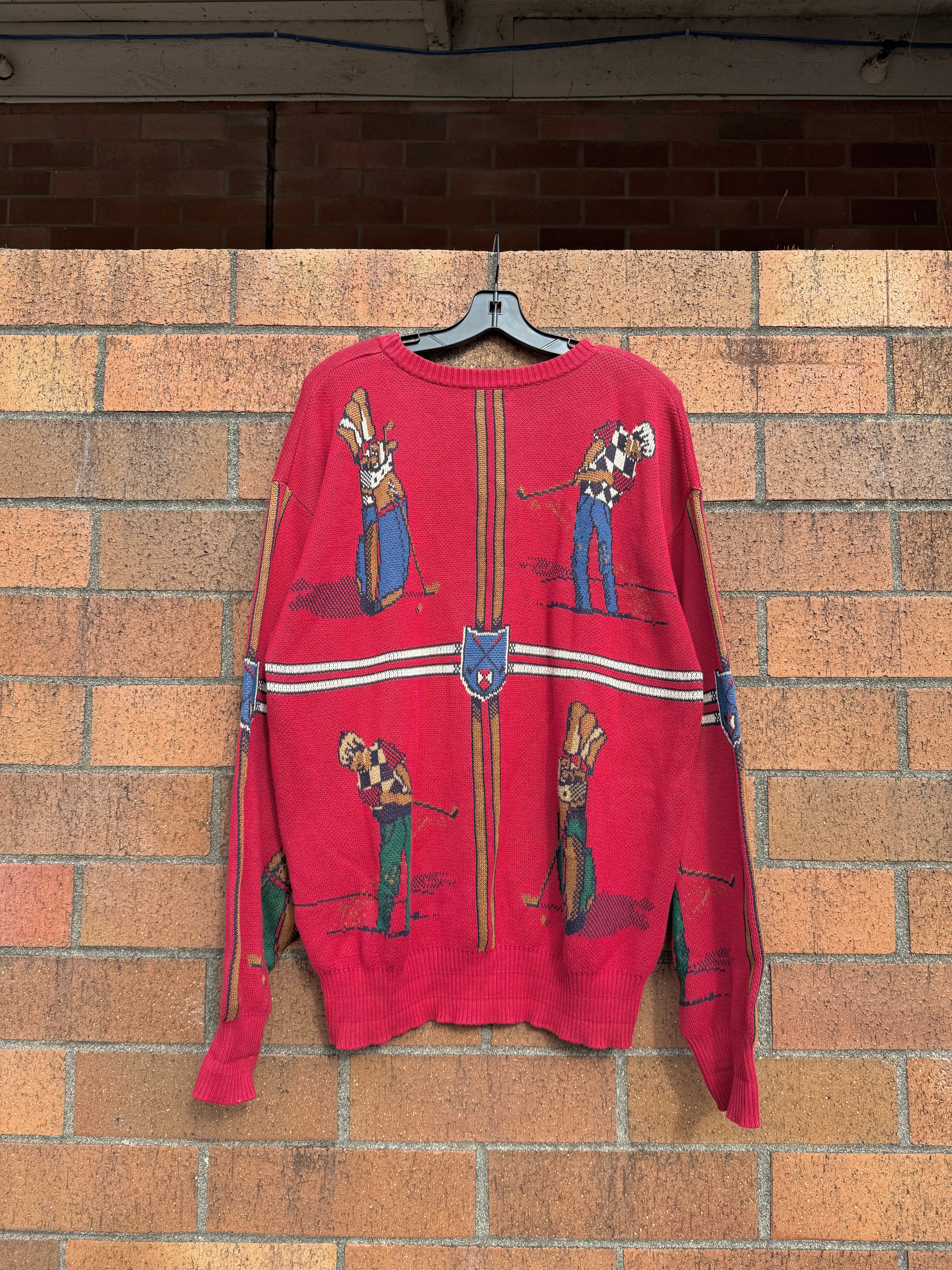 90s Tricots St Raphael Red Golf Sweater Sz L
