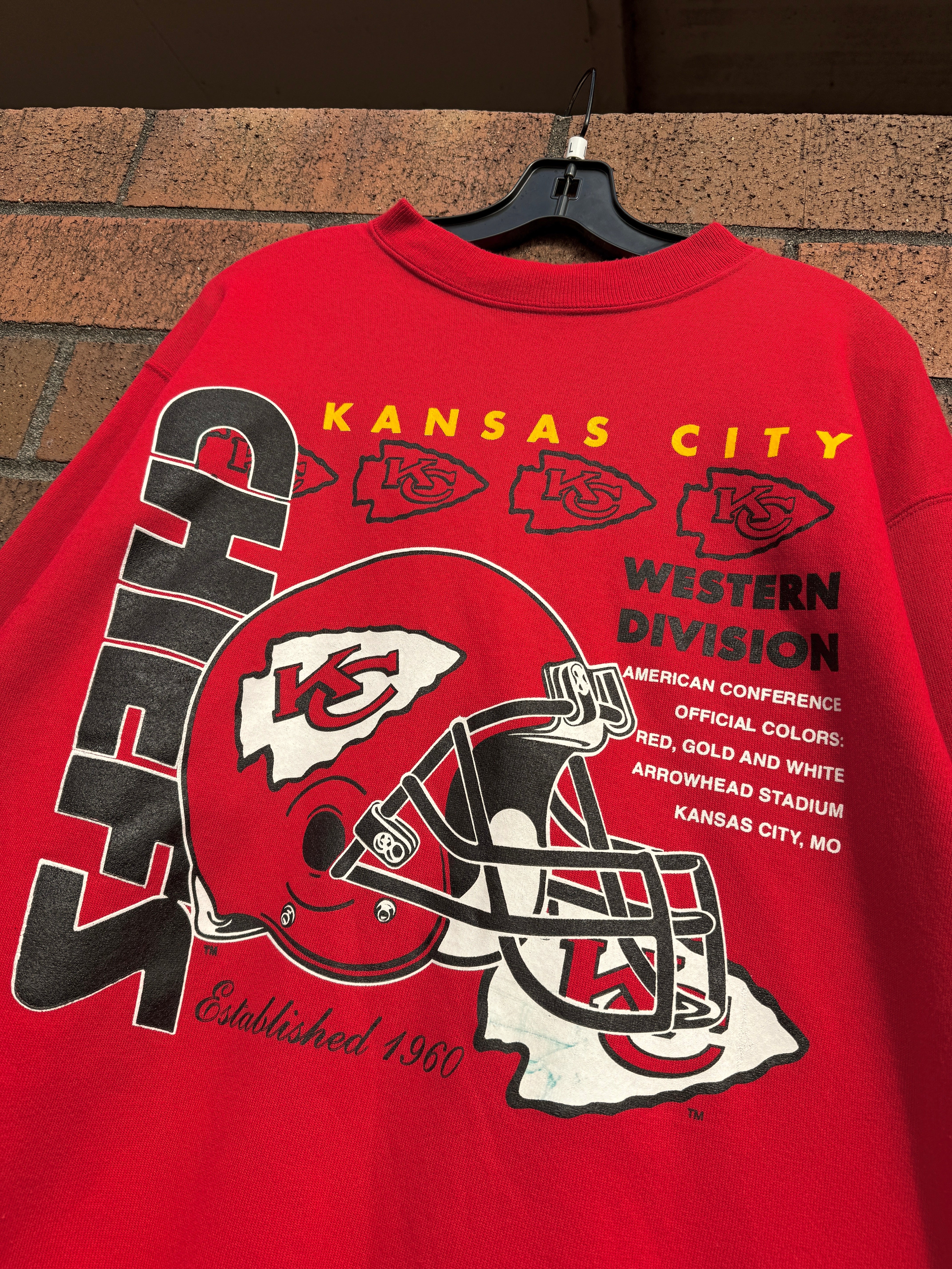 90s Kansas City Chiefs Red Hanes Crewneck Sz L