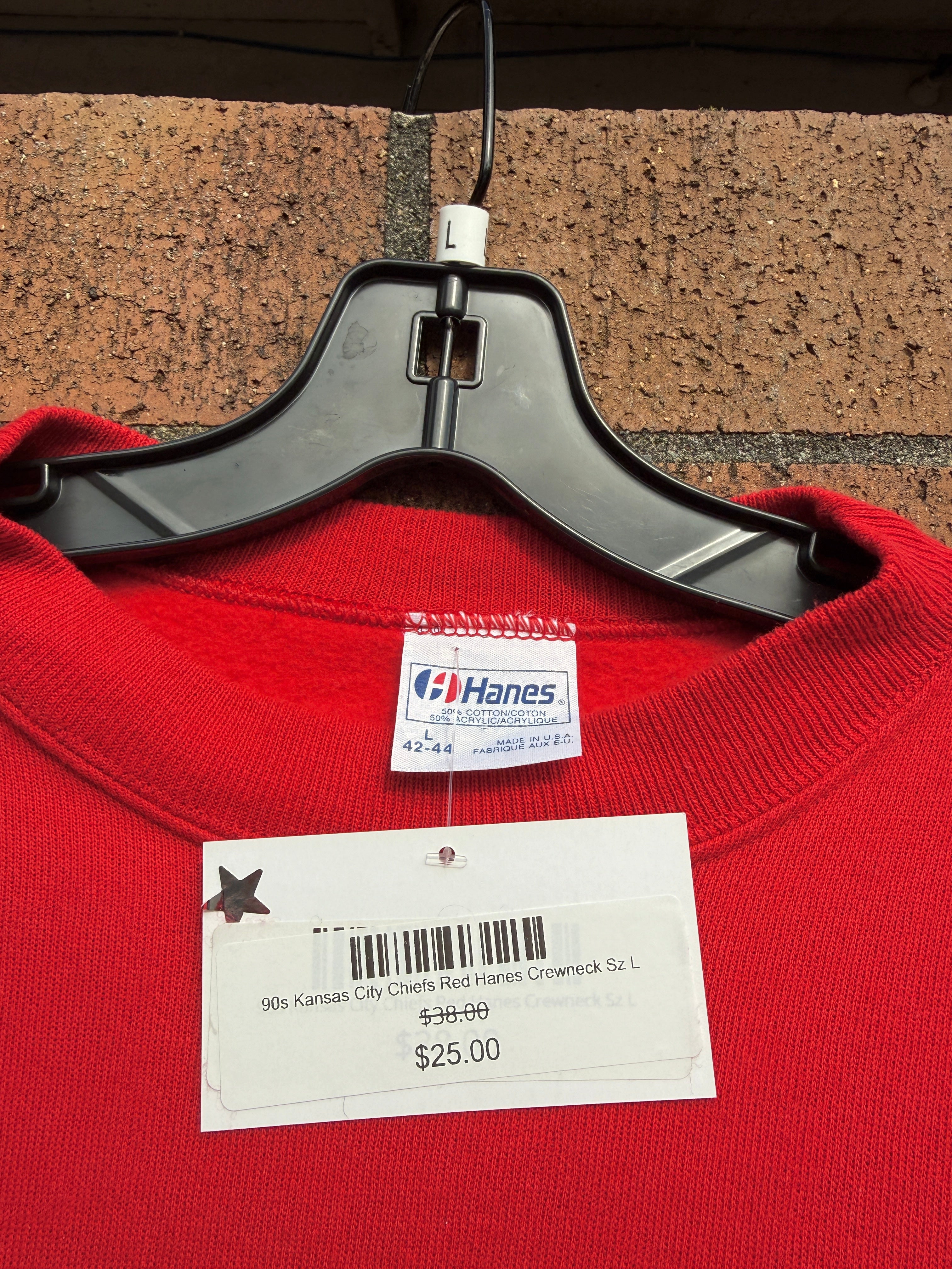 90s Kansas City Chiefs Red Hanes Crewneck Sz L