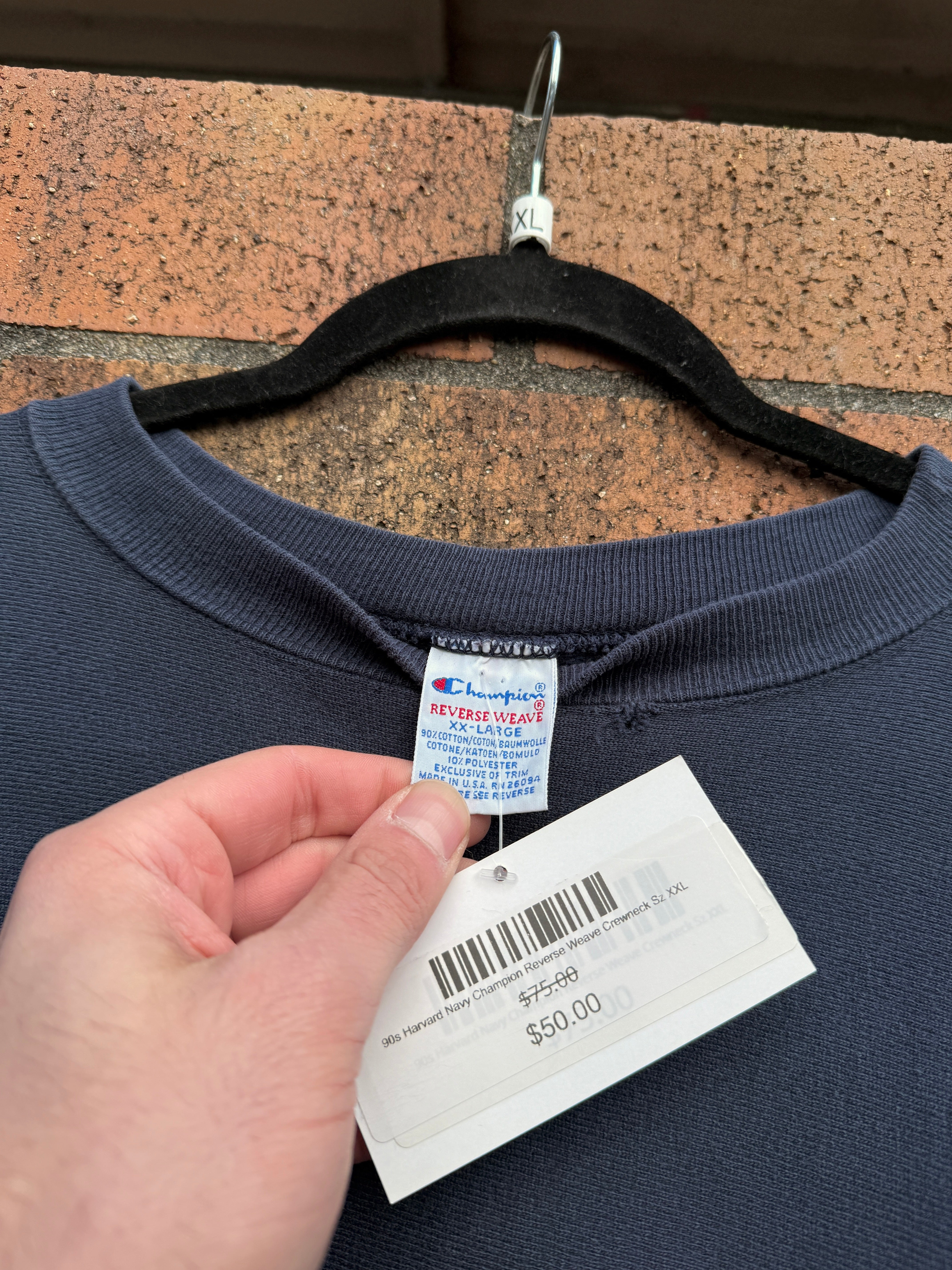 90s Harvard Navy Champion Reverse Weave Crewneck Sz XXL