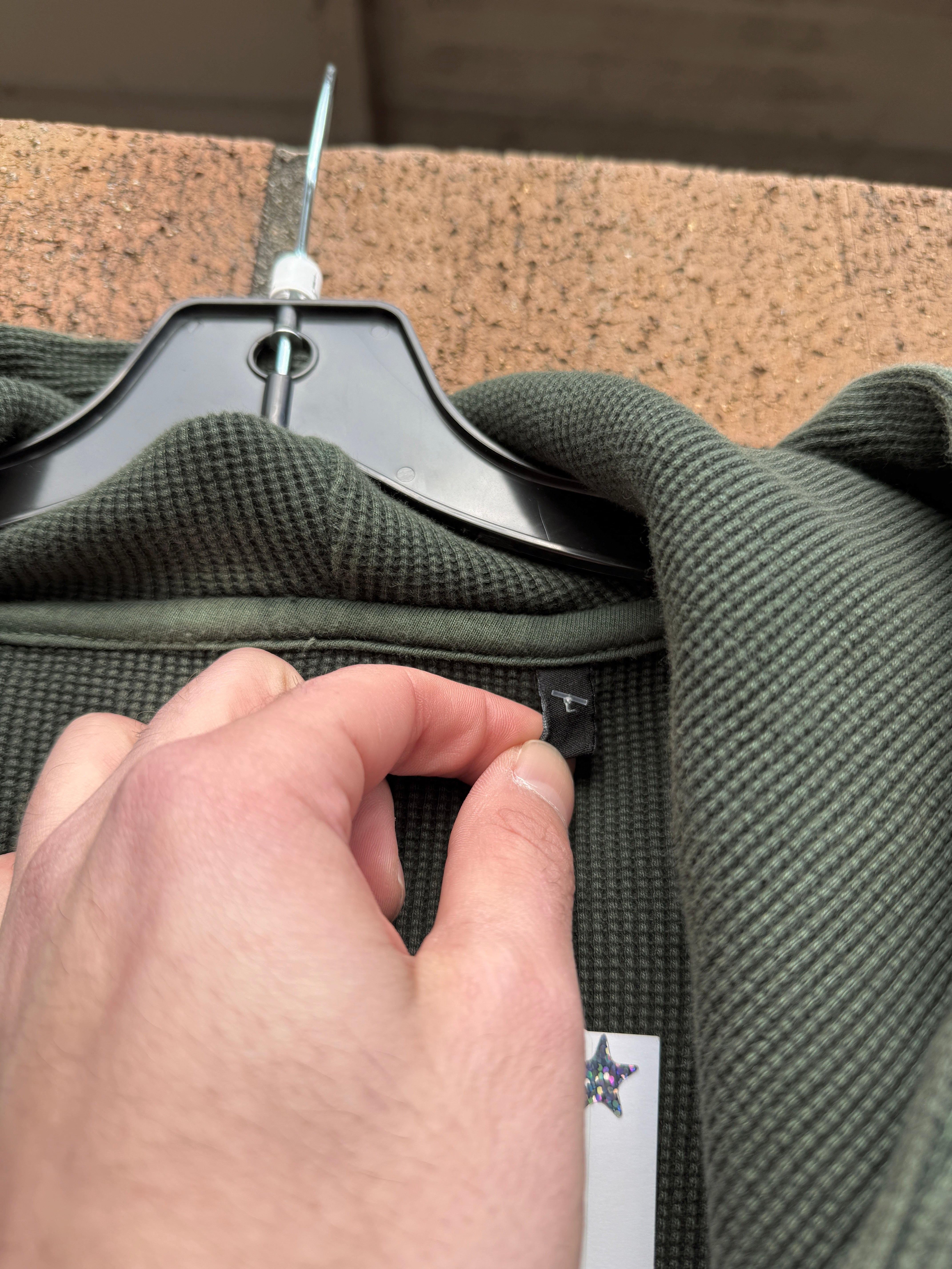 042 Clothing Sun Dried Waffle Knit Zip Up Hoodie Forest Green Size L