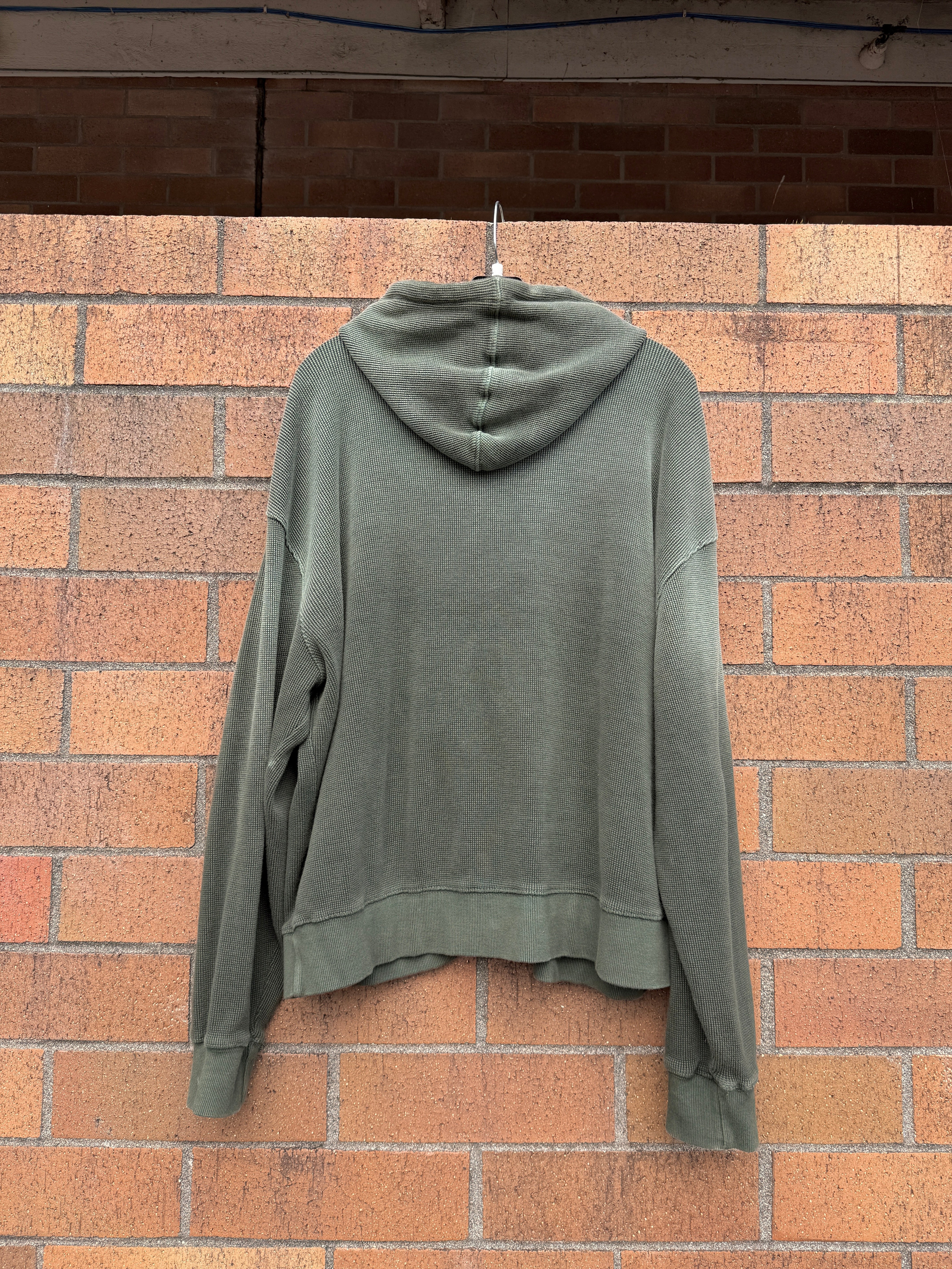 042 Clothing Sun Dried Waffle Knit Zip Up Hoodie Forest Green Size L