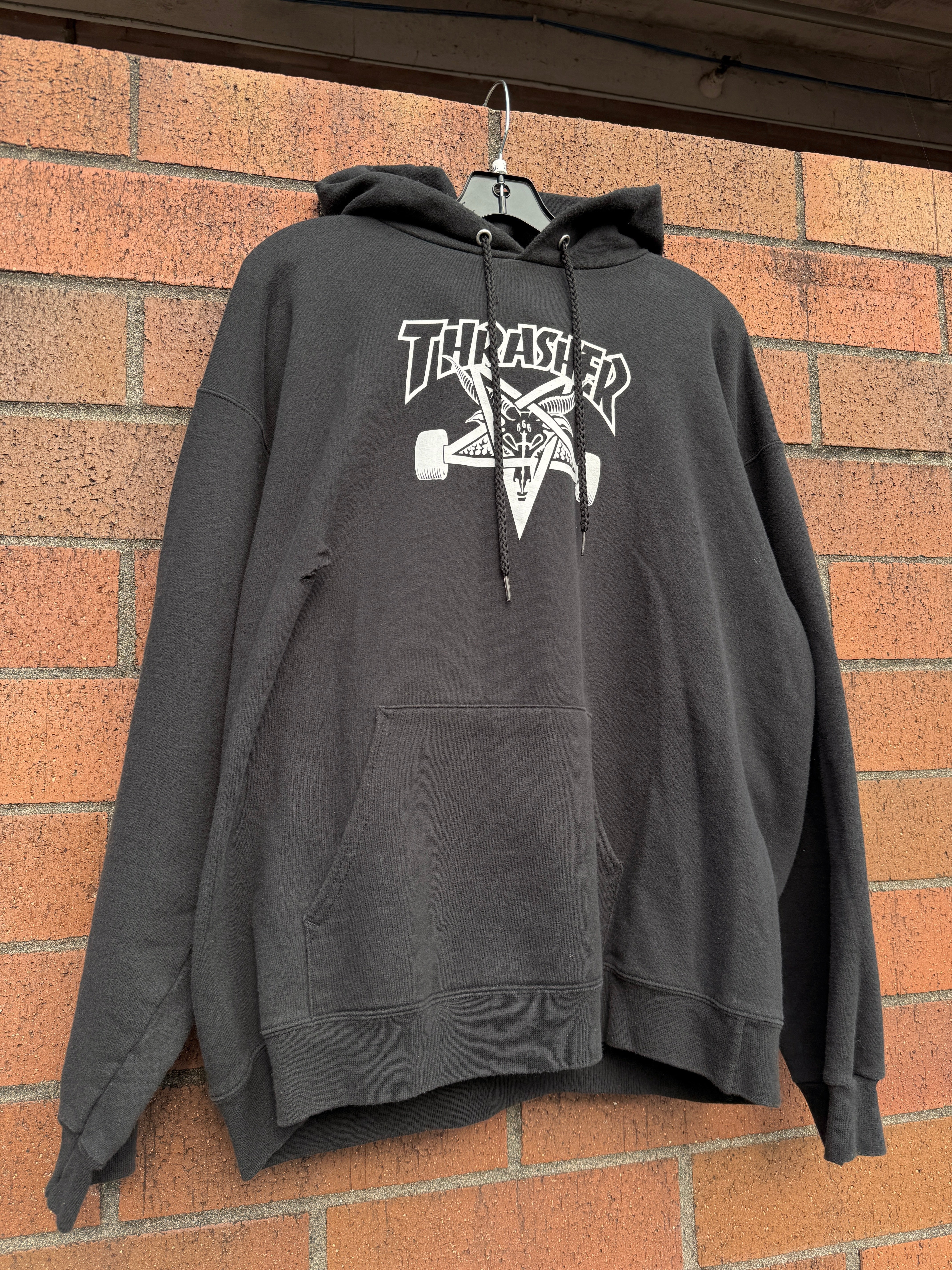 Y2K Thrasher Magazine Skategoat Hoodie Black Sz XL