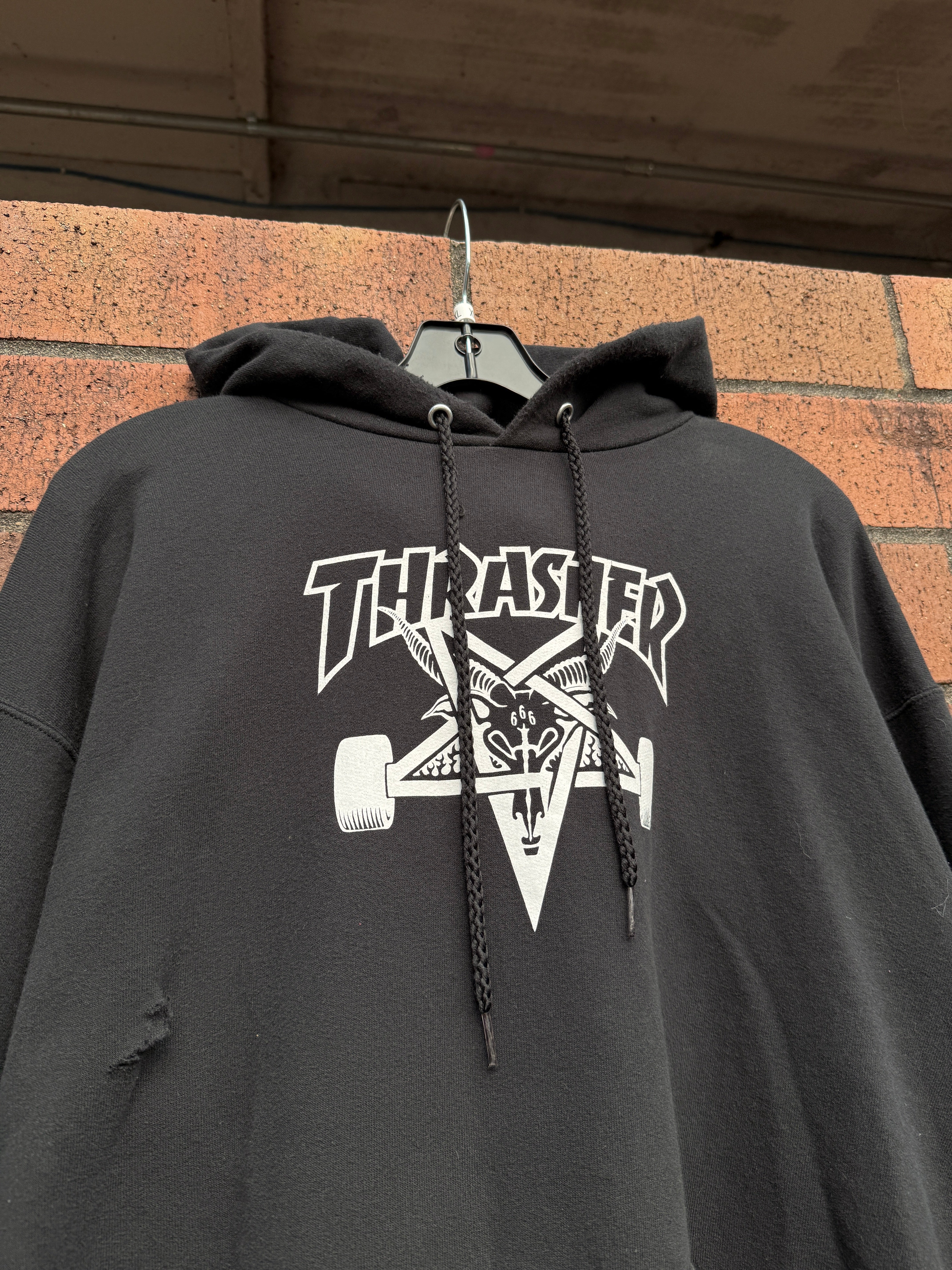 Y2K Thrasher Magazine Skategoat Hoodie Black Sz XL