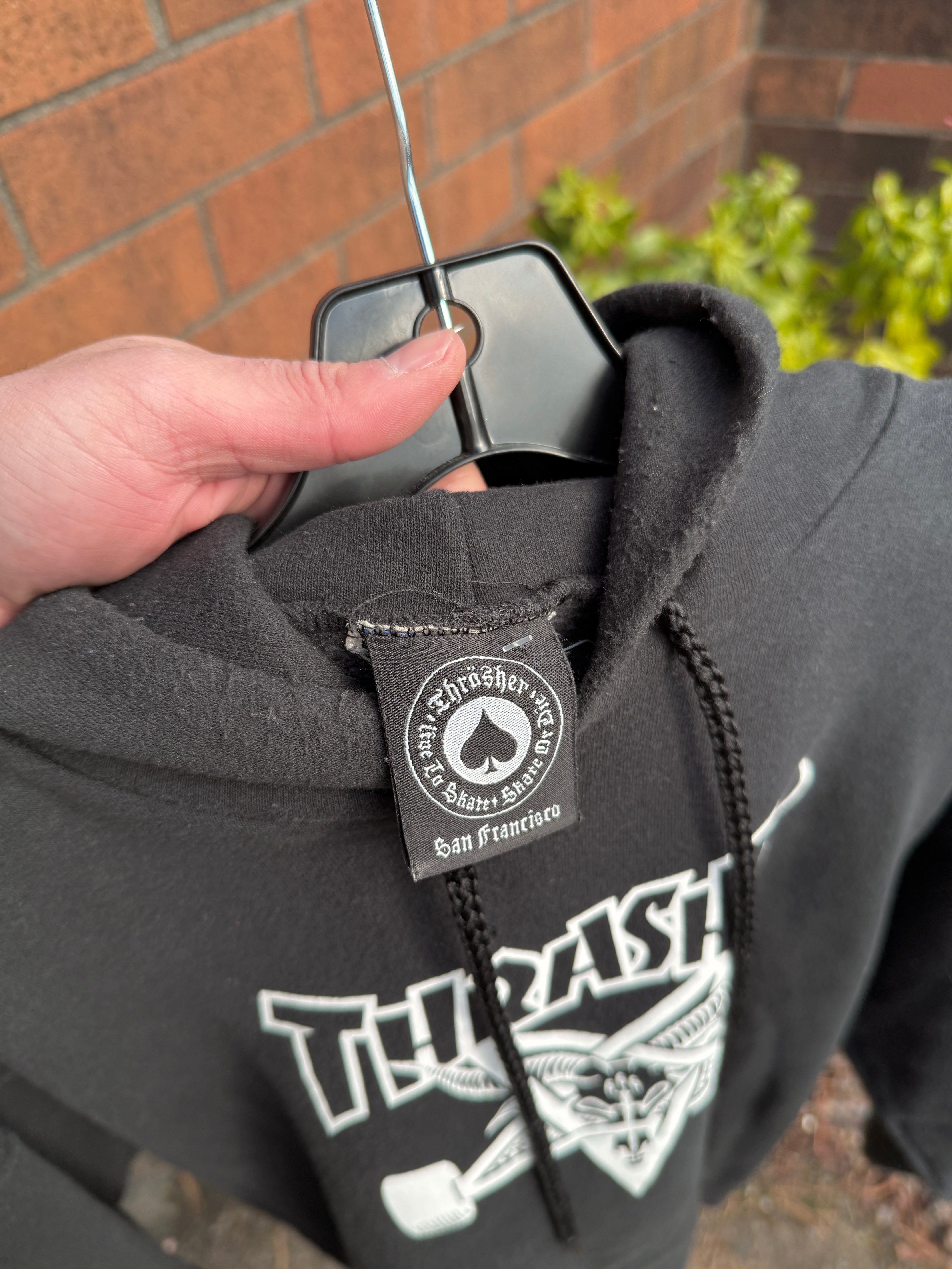 Y2K Thrasher Magazine Skategoat Hoodie Black Sz XL