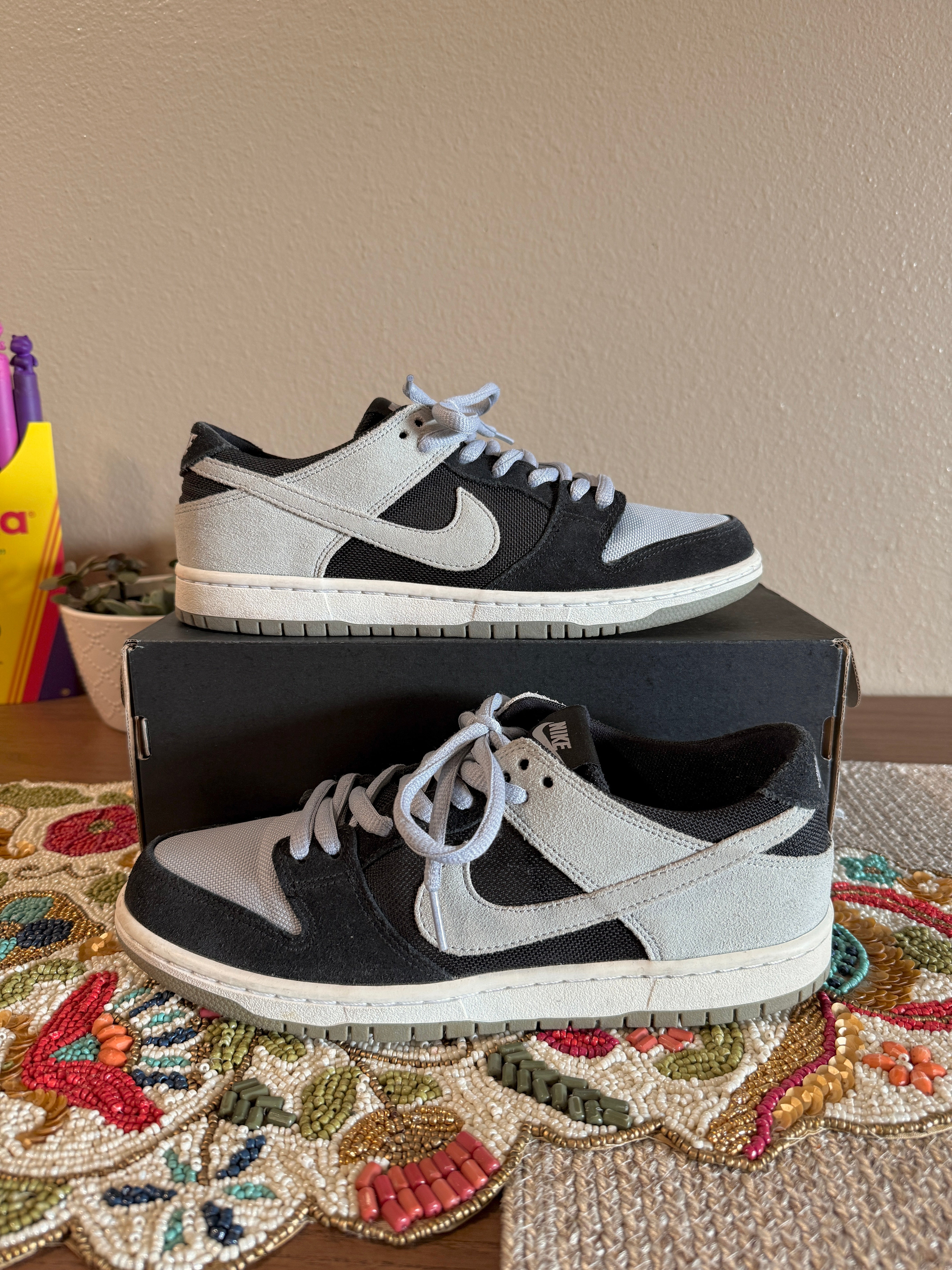 Nike SB Zoom Dunk Low Pro Black Wolf Grey Size 9 USED REP BOX