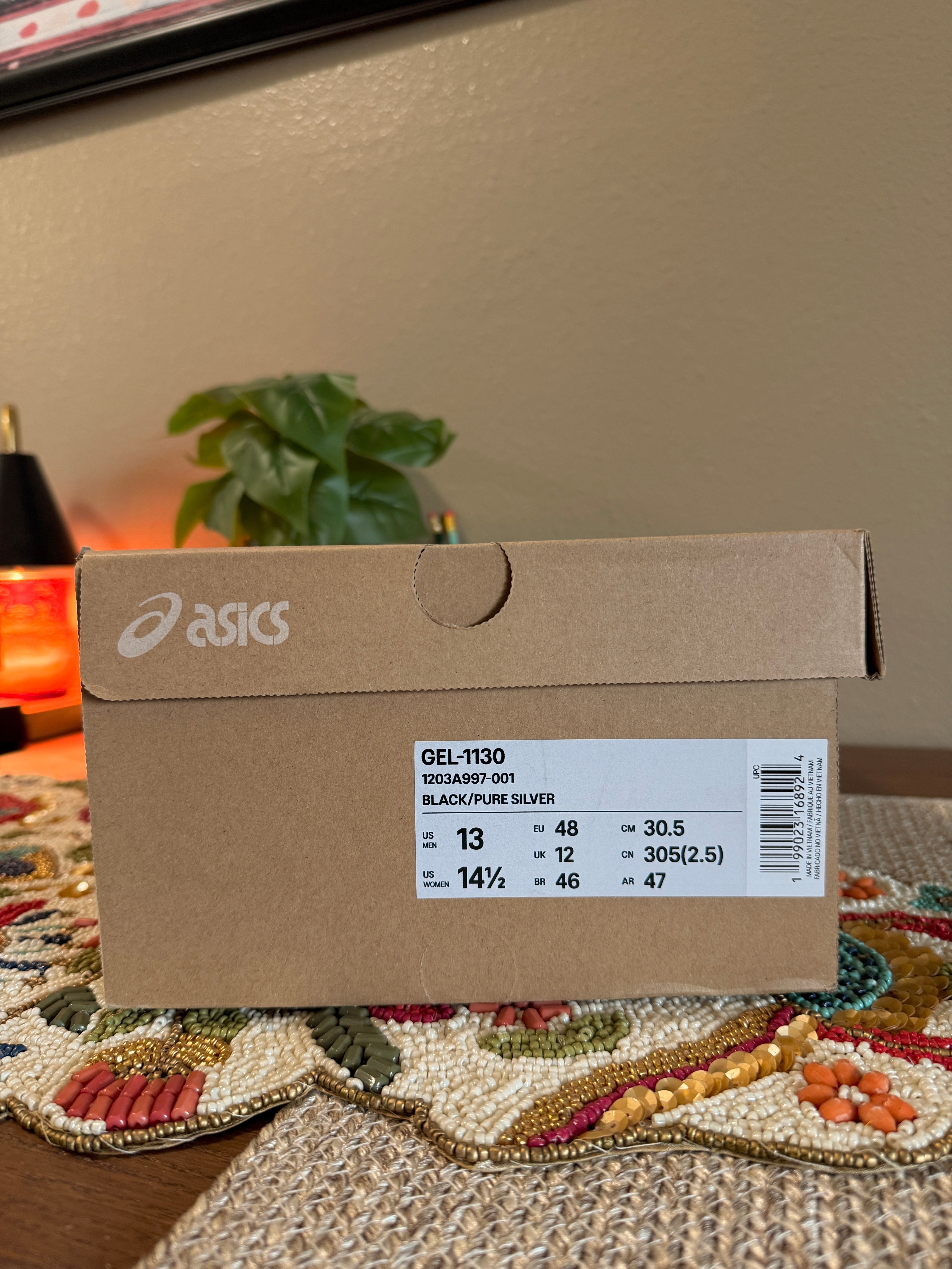 Asics Gel-1130 Black / Pure Silver Size 13