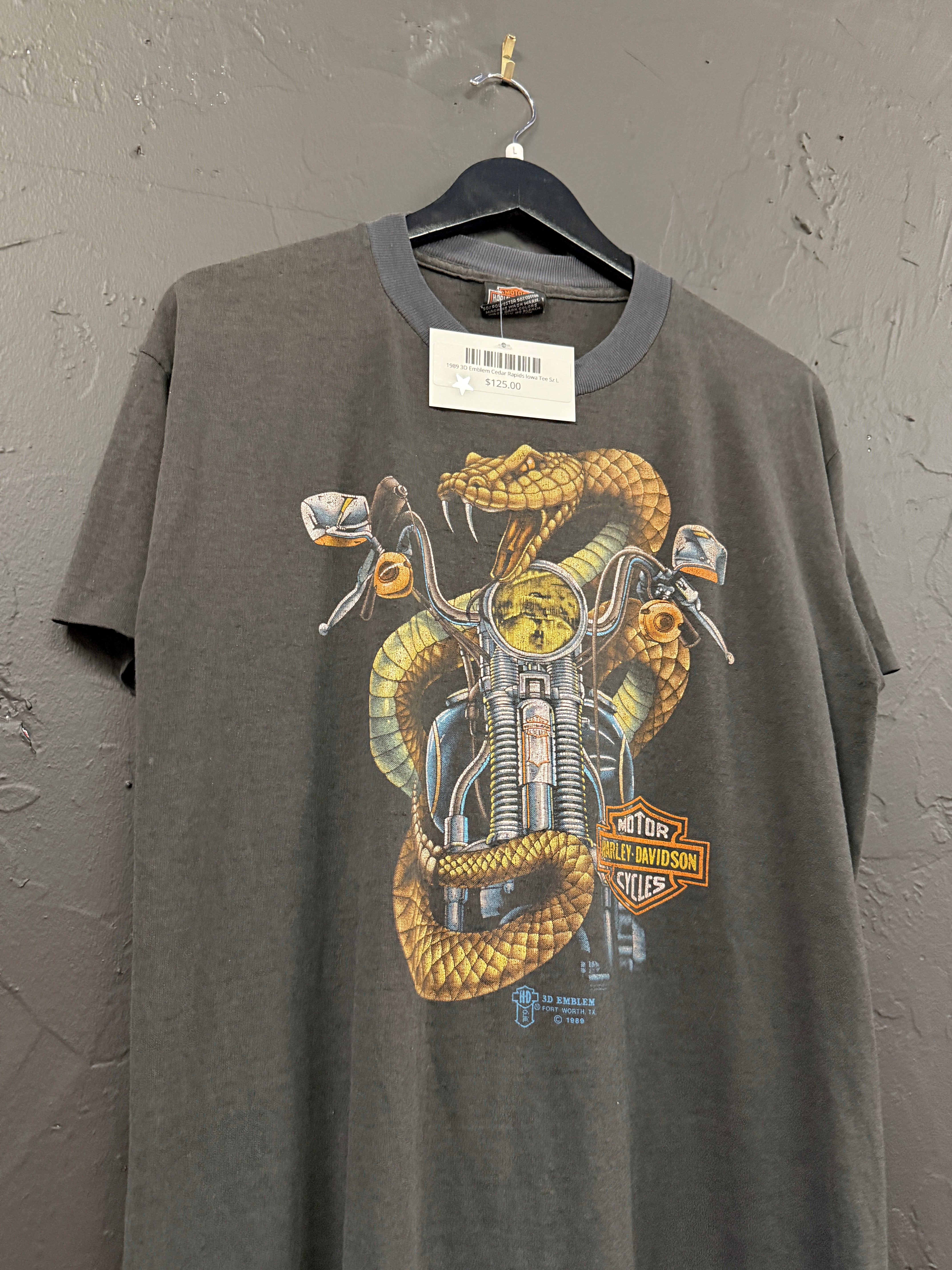 1989 3D Emblem Cedar Rapids Iowa Tee Sz L