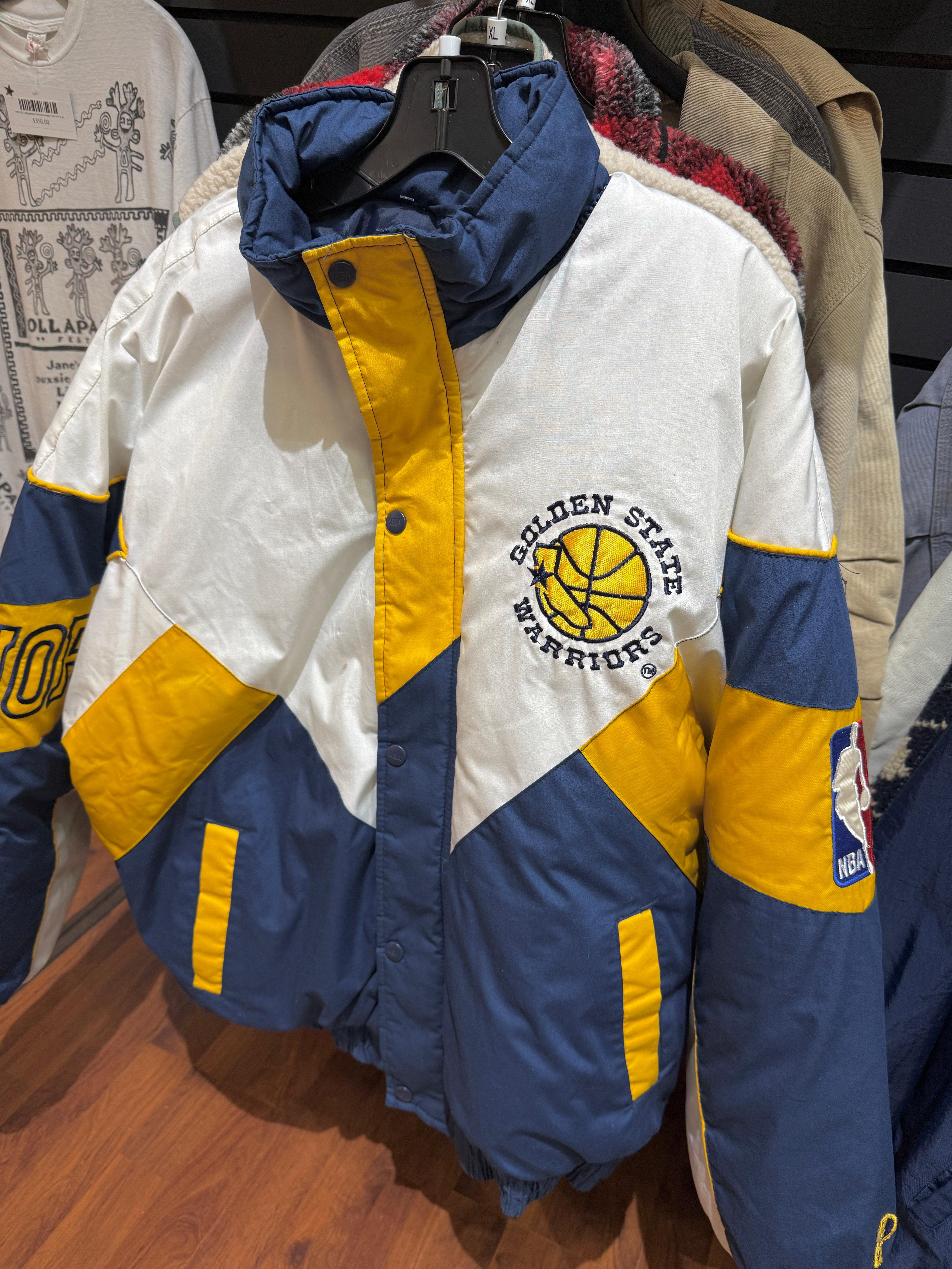 90s Pro Player Golden State Warriors Puffer Sz L