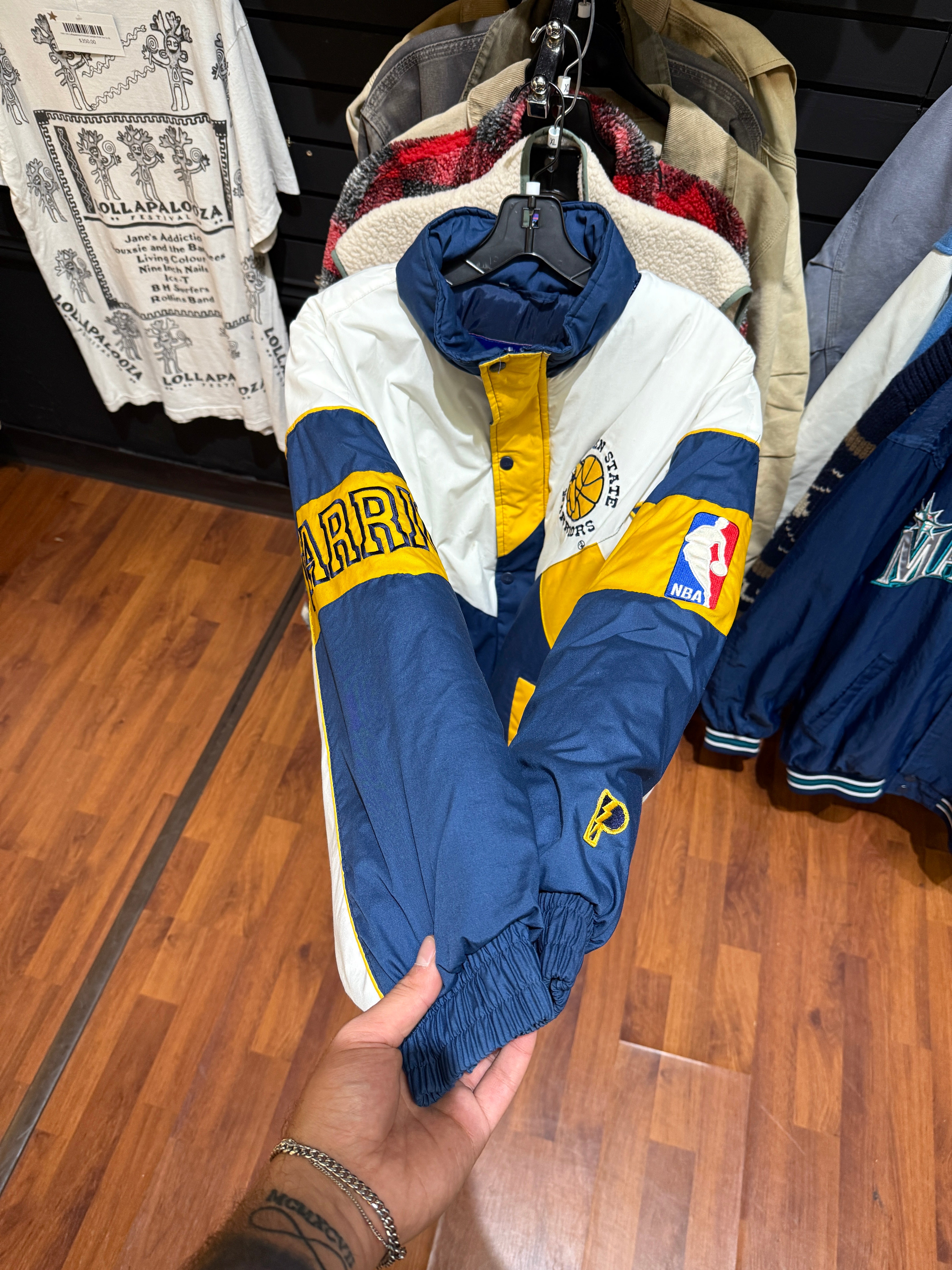 90s Pro Player Golden State Warriors Puffer Sz L