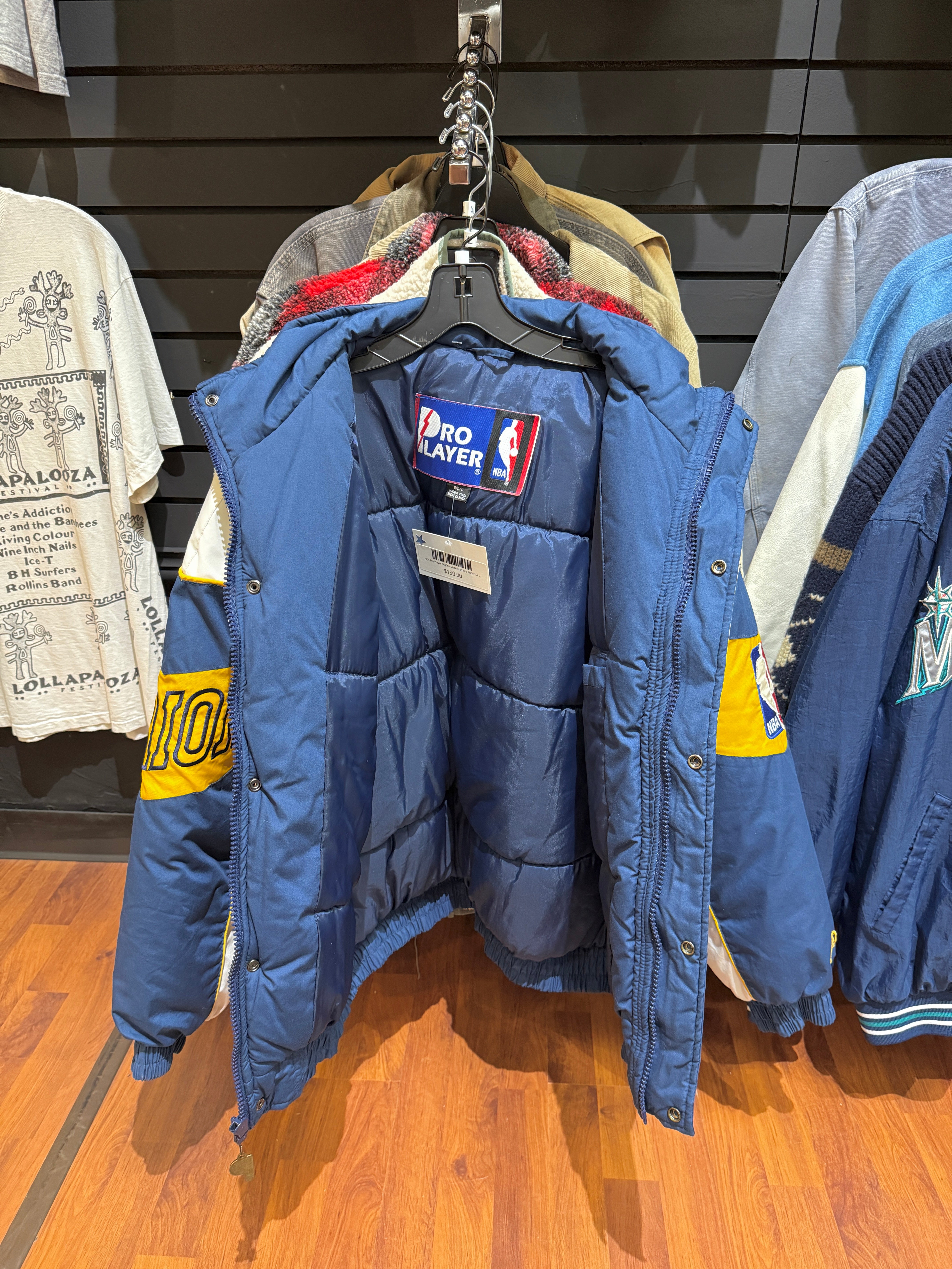 90s Pro Player Golden State Warriors Puffer Sz L