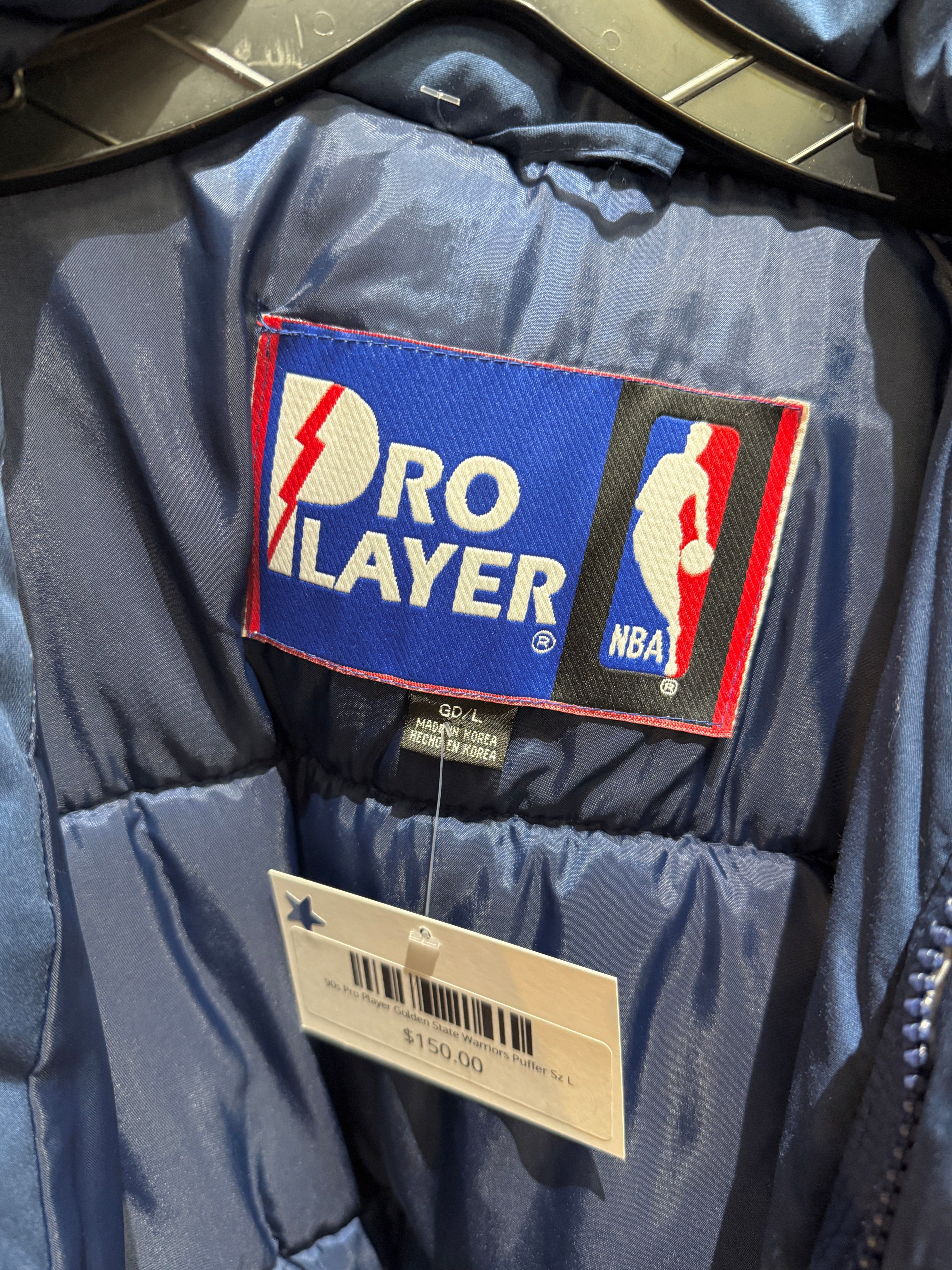 90s Pro Player Golden State Warriors Puffer Sz L