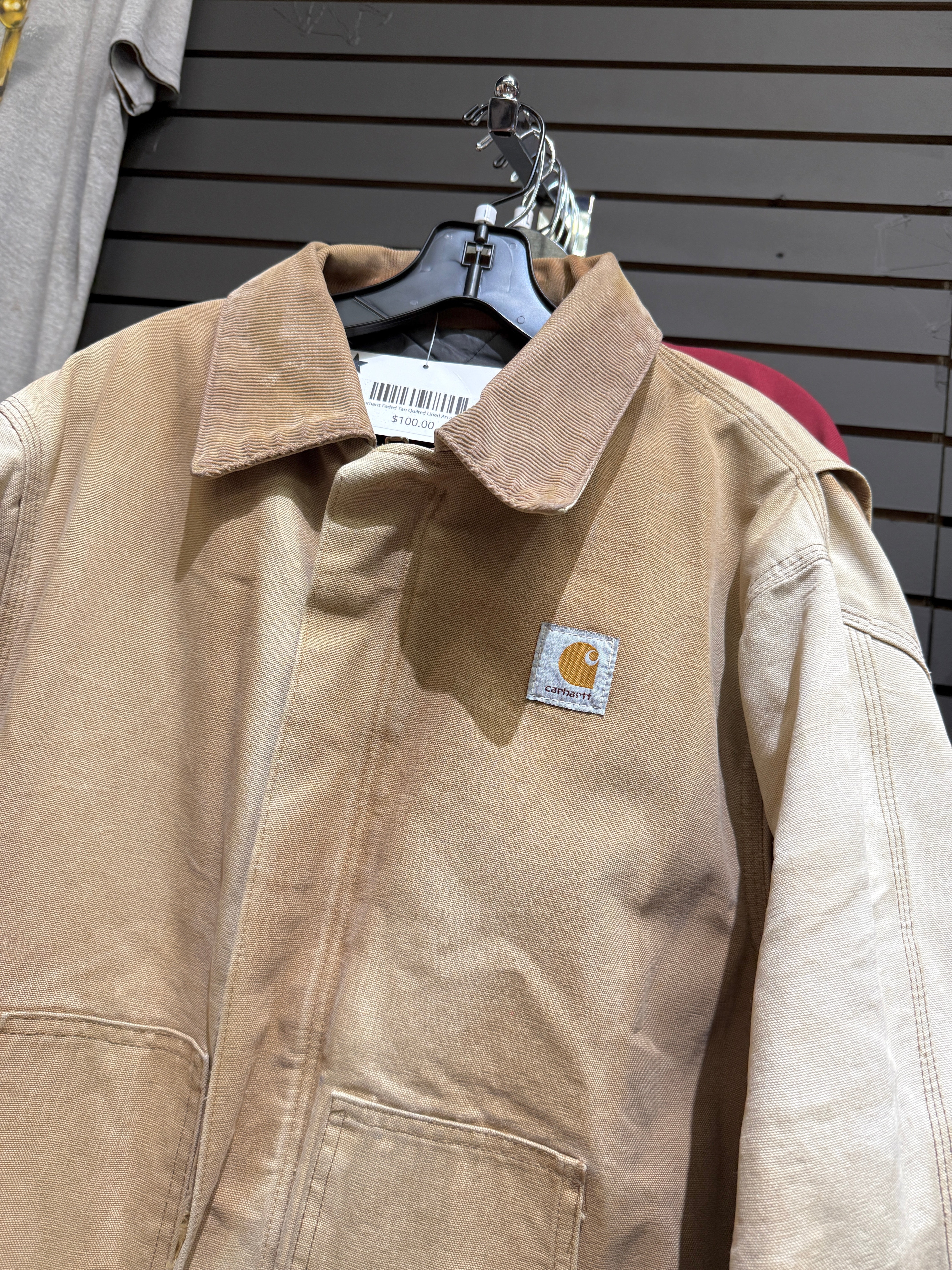Y2K Carhartt Faded Tan Quilted Lined Arctic Jacket Sz L
