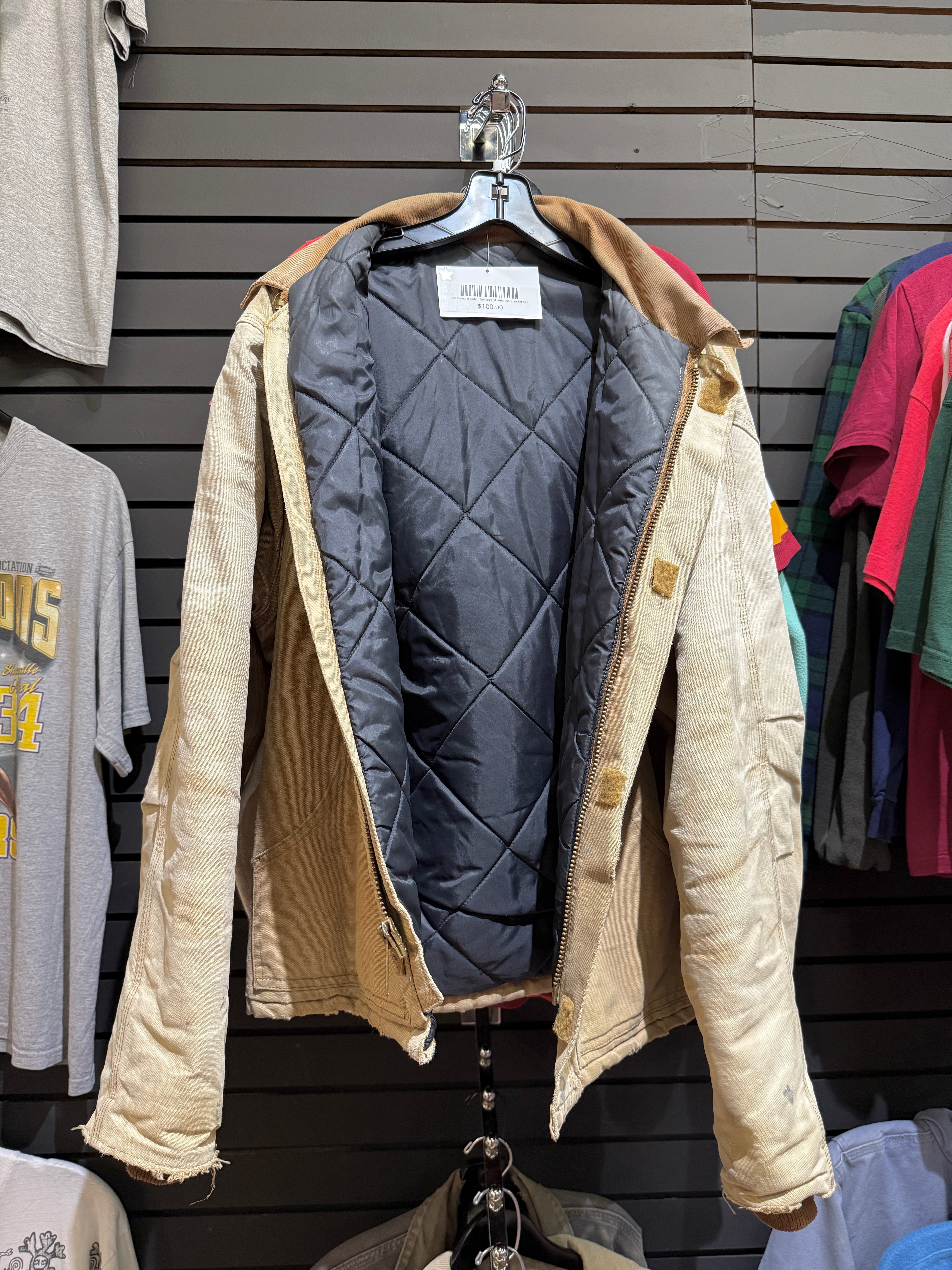 Y2K Carhartt Faded Tan Quilted Lined Arctic Jacket Sz L