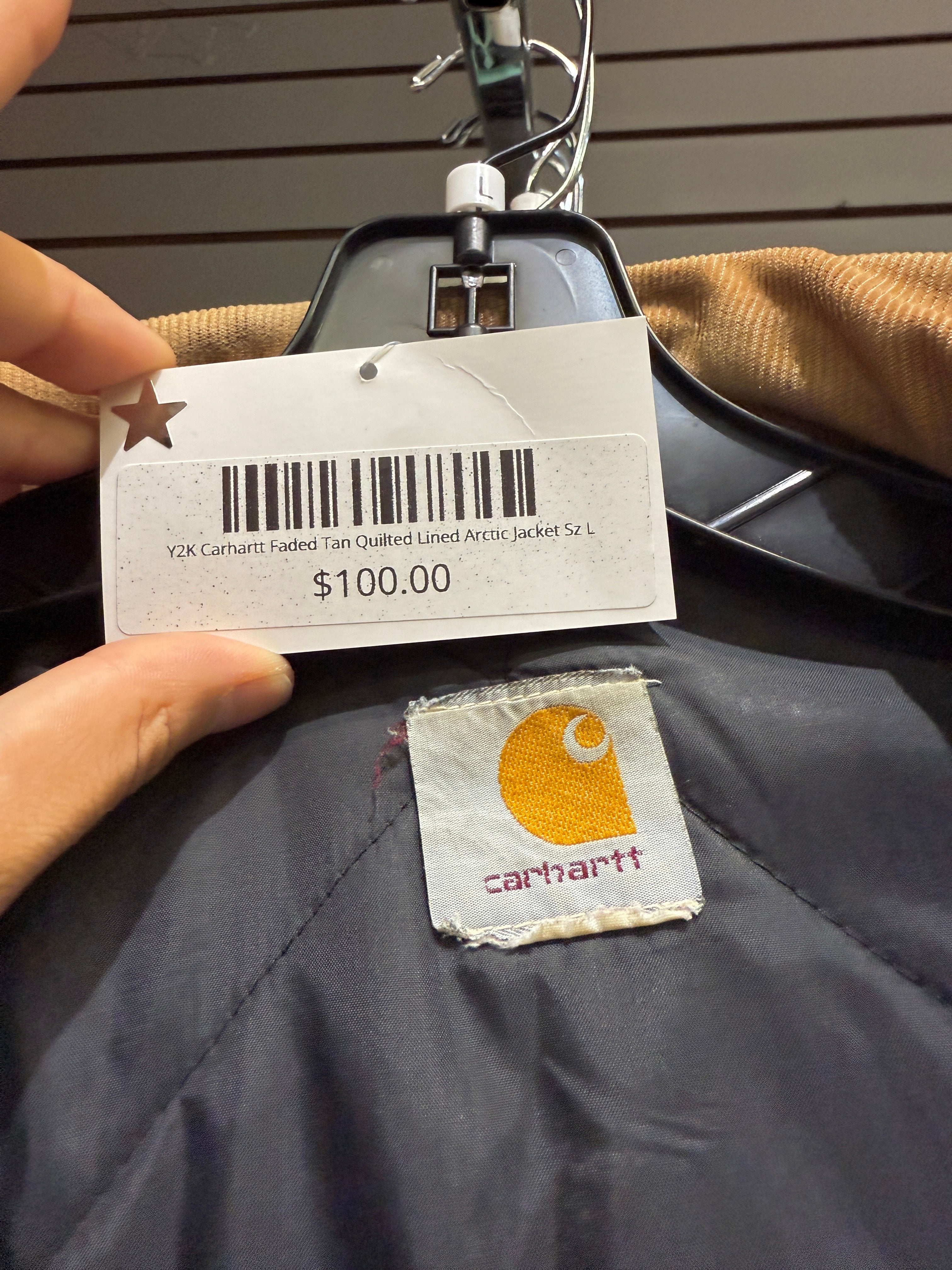 Y2K Carhartt Faded Tan Quilted Lined Arctic Jacket Sz L