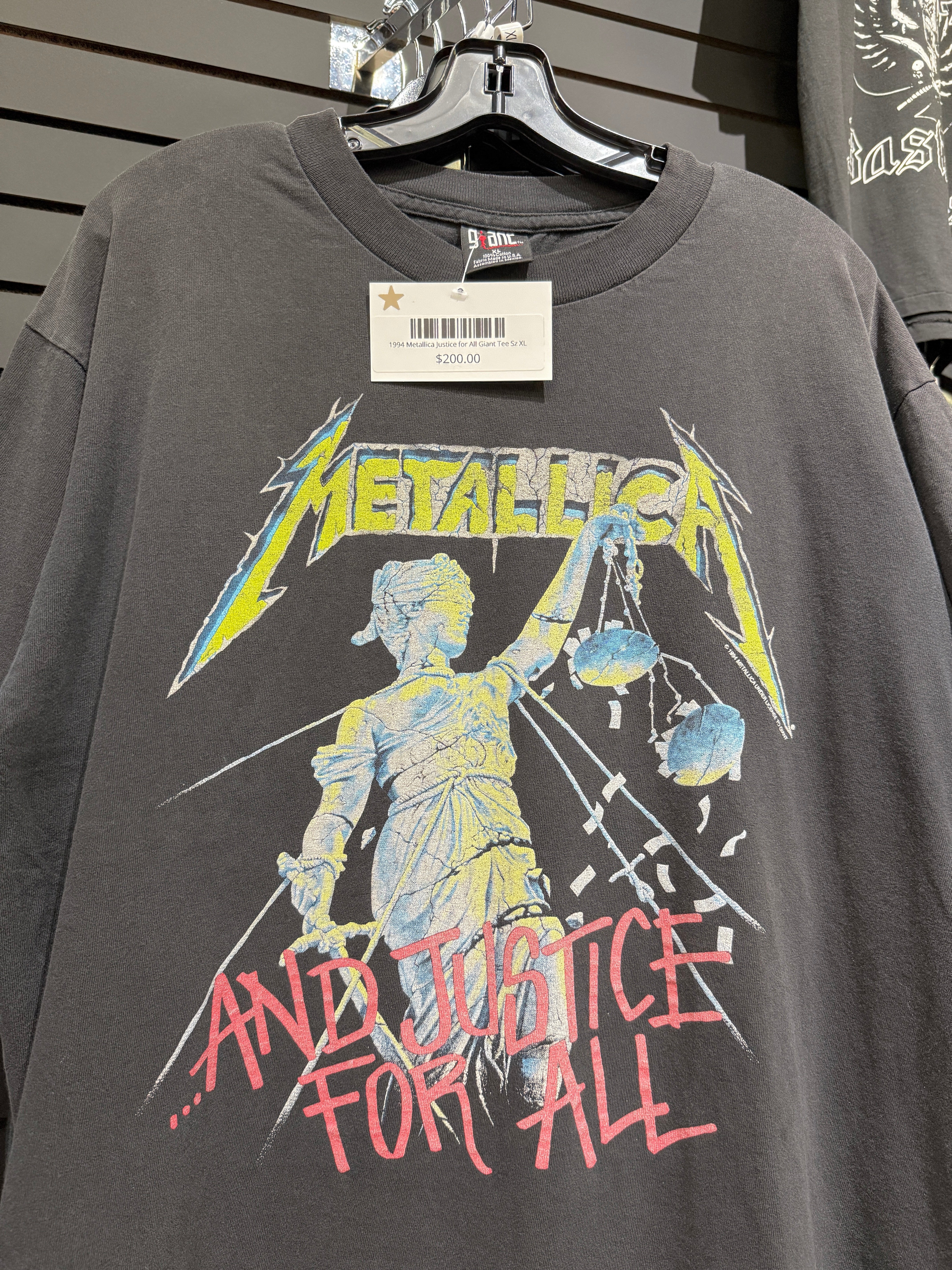 1994 Metallica Justice for All Giant Tee Sz XL