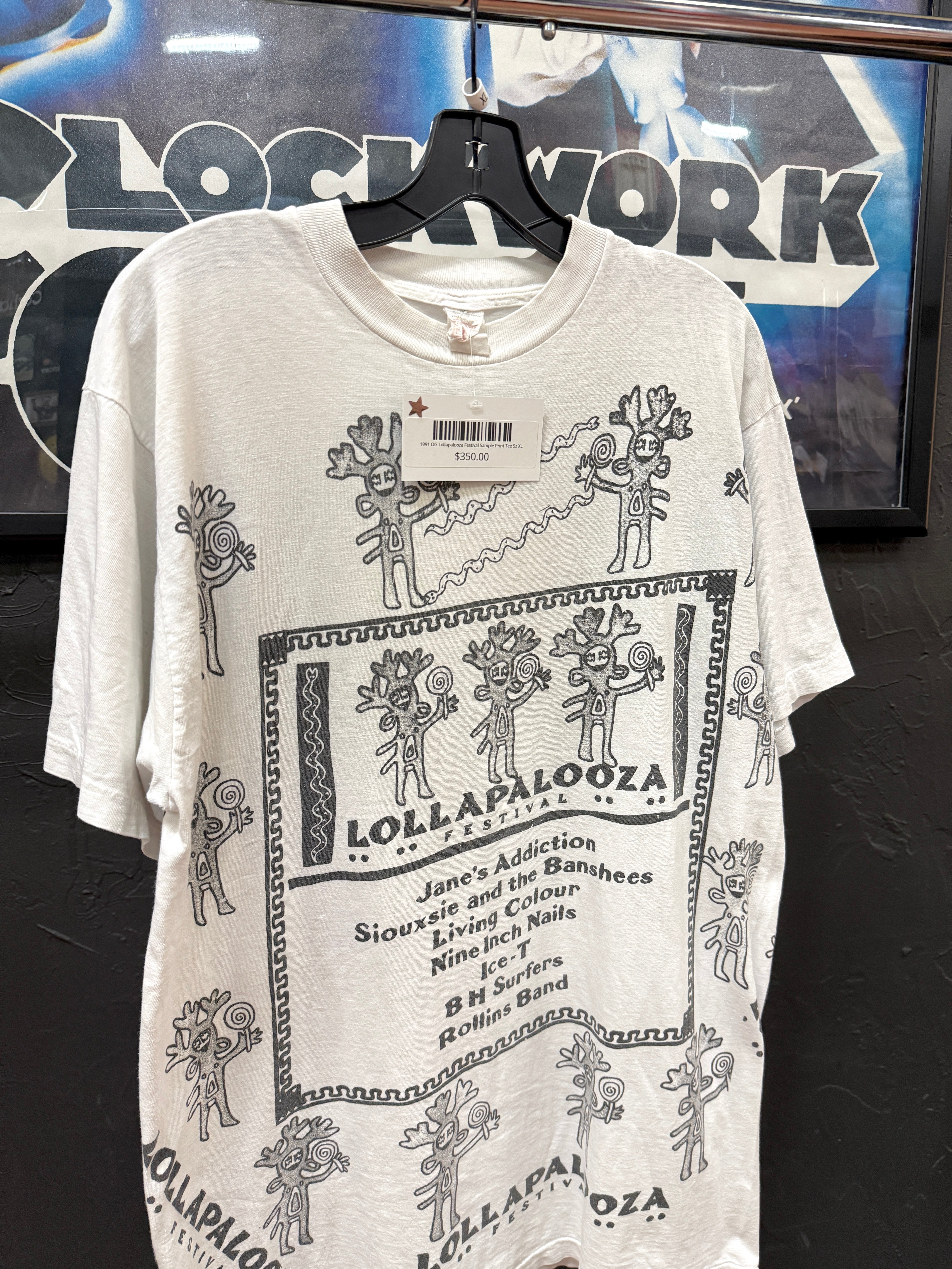 1991 OG Lollapalooza Festival Sample Print Tee Sz XL