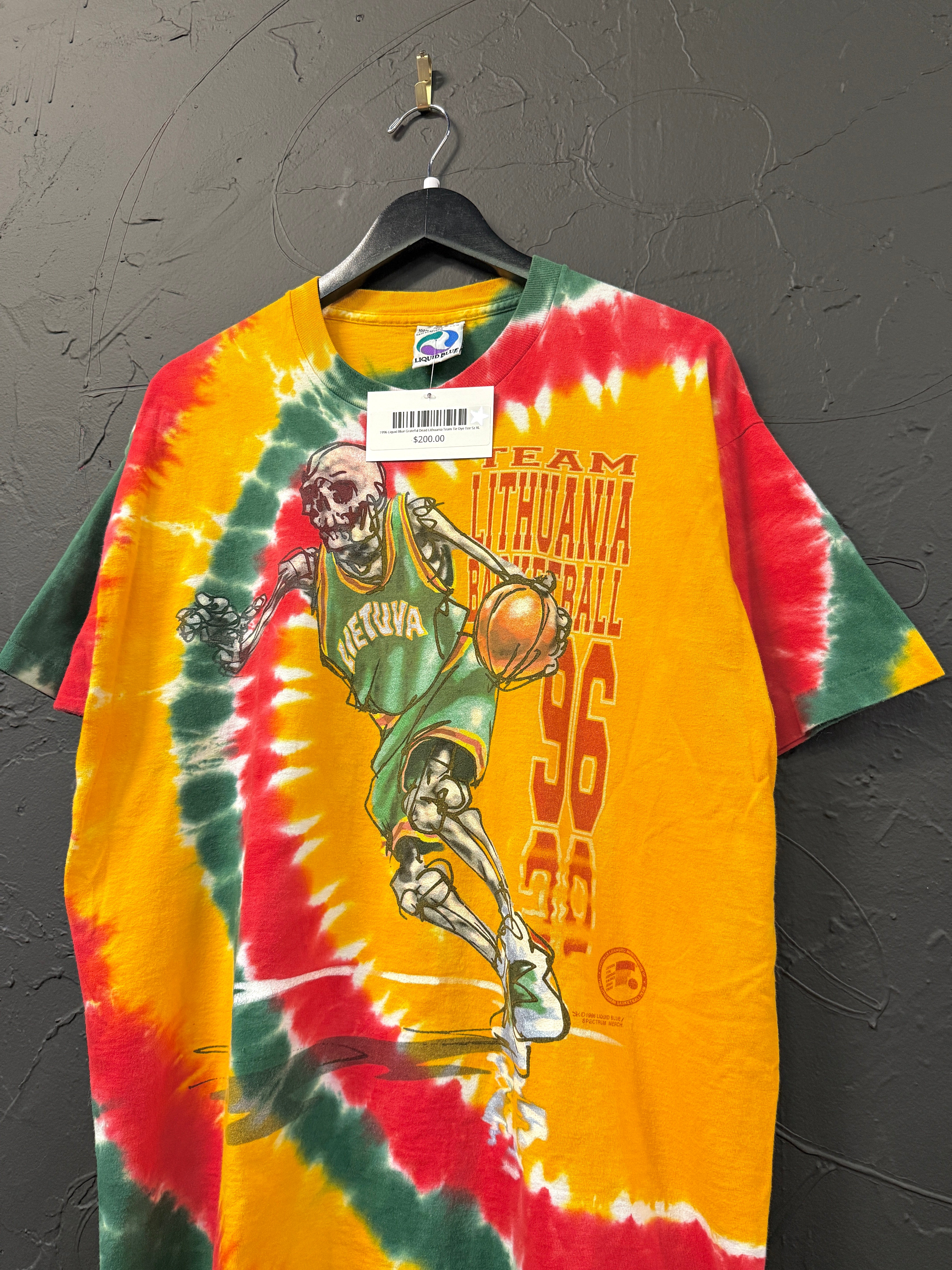 1996 Liquid Blue Grateful Dead Lithuania Team Tie Dye Tee Sz XL