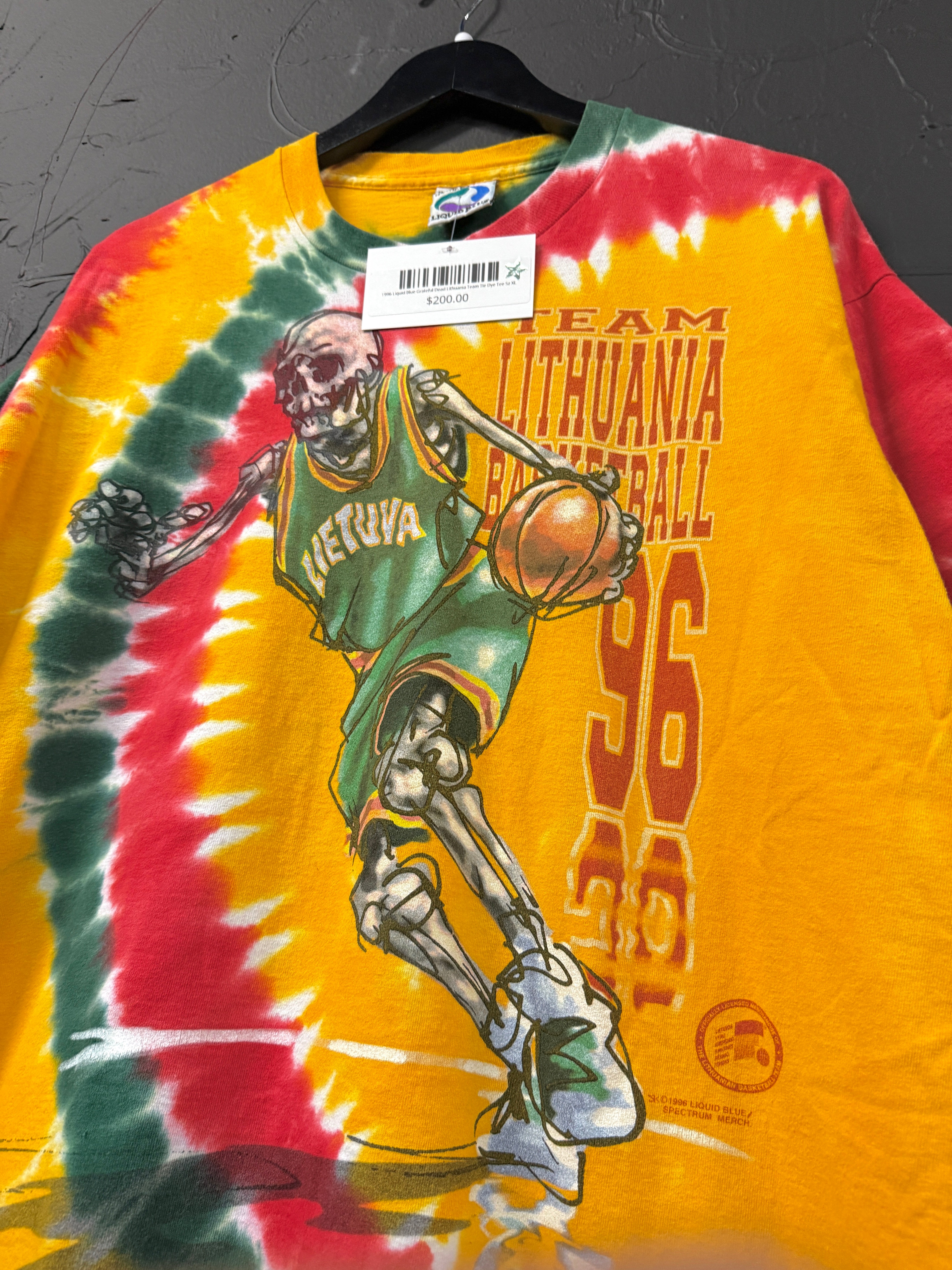 1996 Liquid Blue Grateful Dead Lithuania Team Tie Dye Tee Sz XL