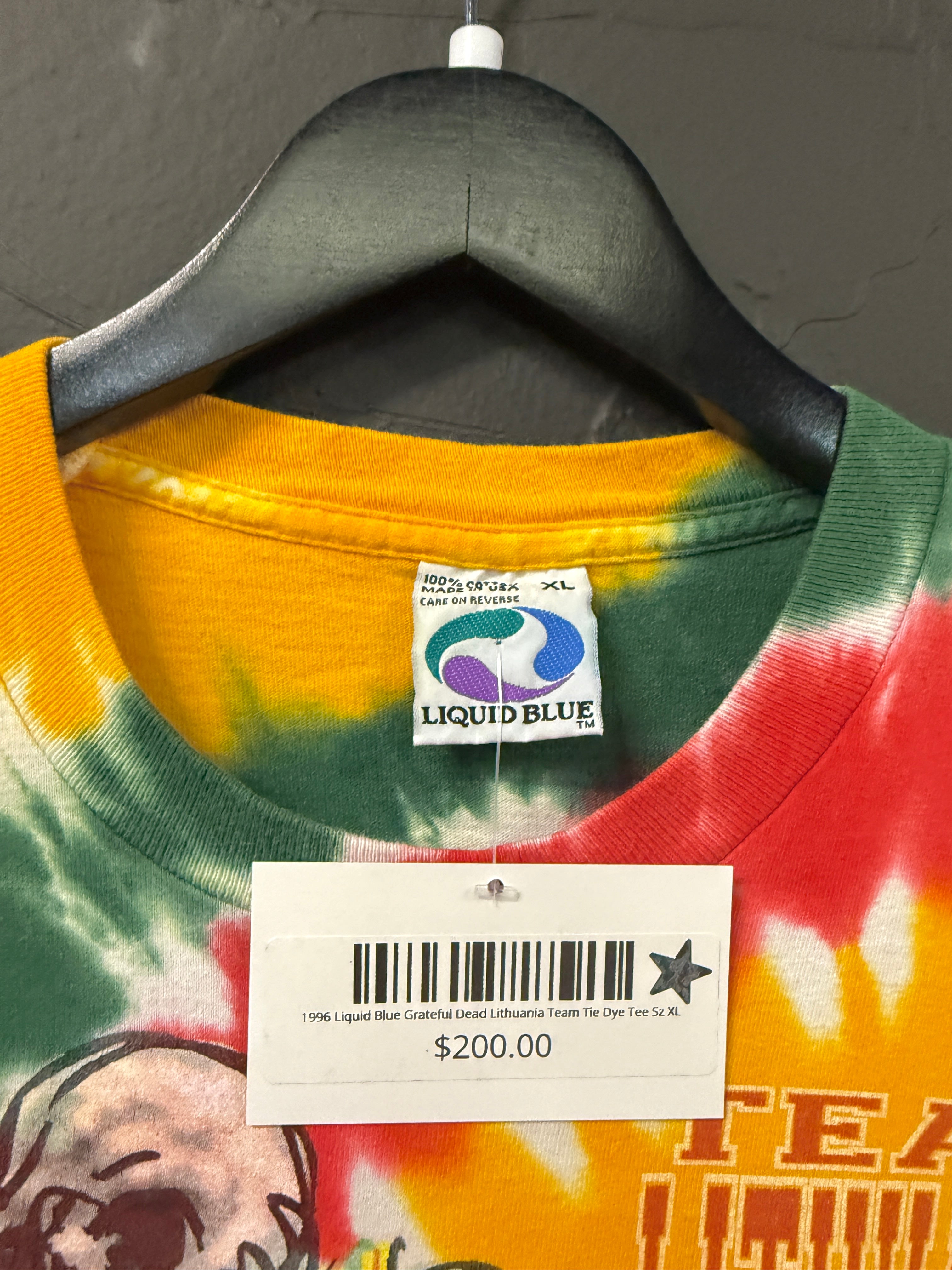 1996 Liquid Blue Grateful Dead Lithuania Team Tie Dye Tee Sz XL