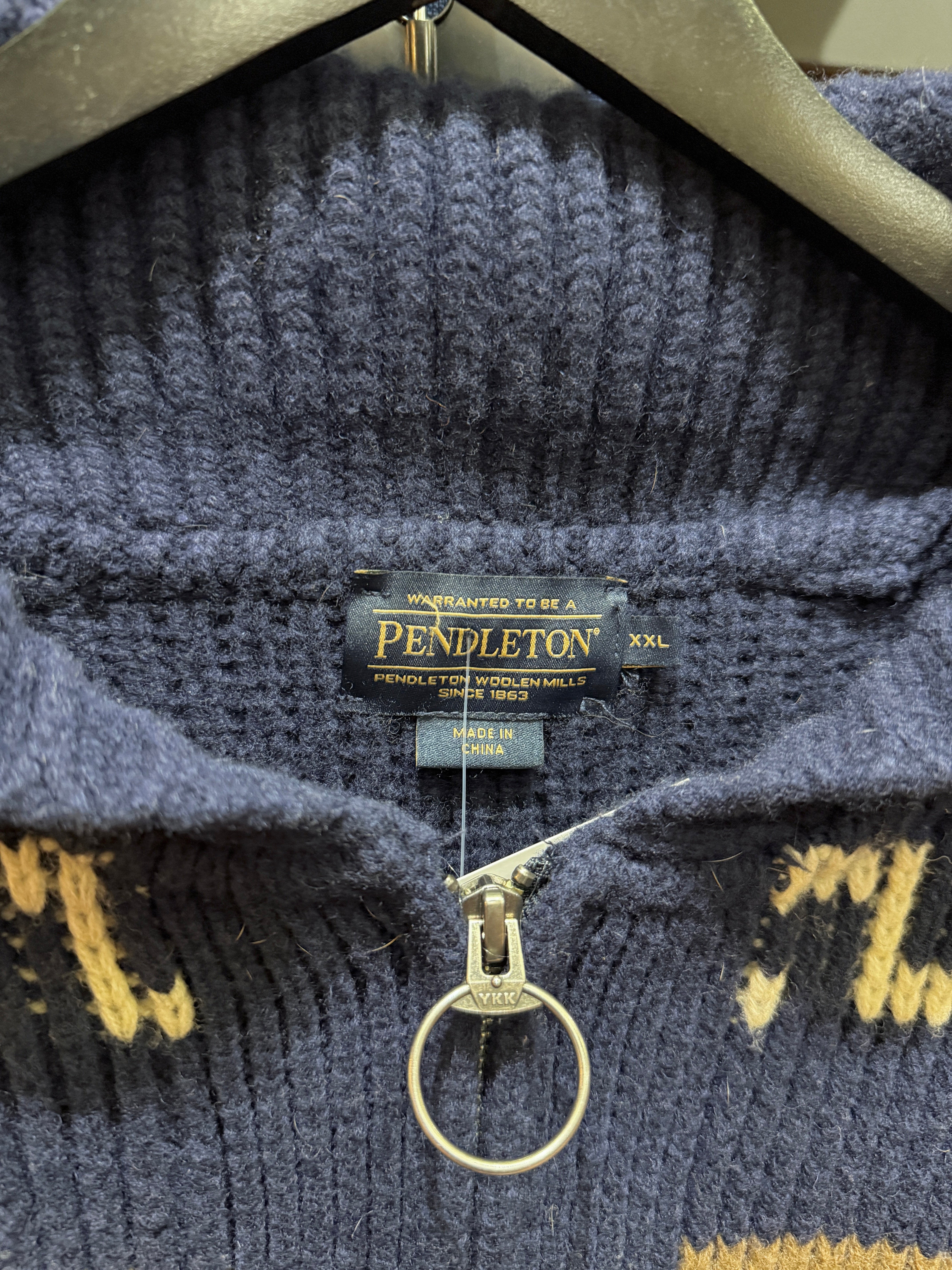 Pendleton Westerly Navy Blue Cowichan Sweater Sz XXL