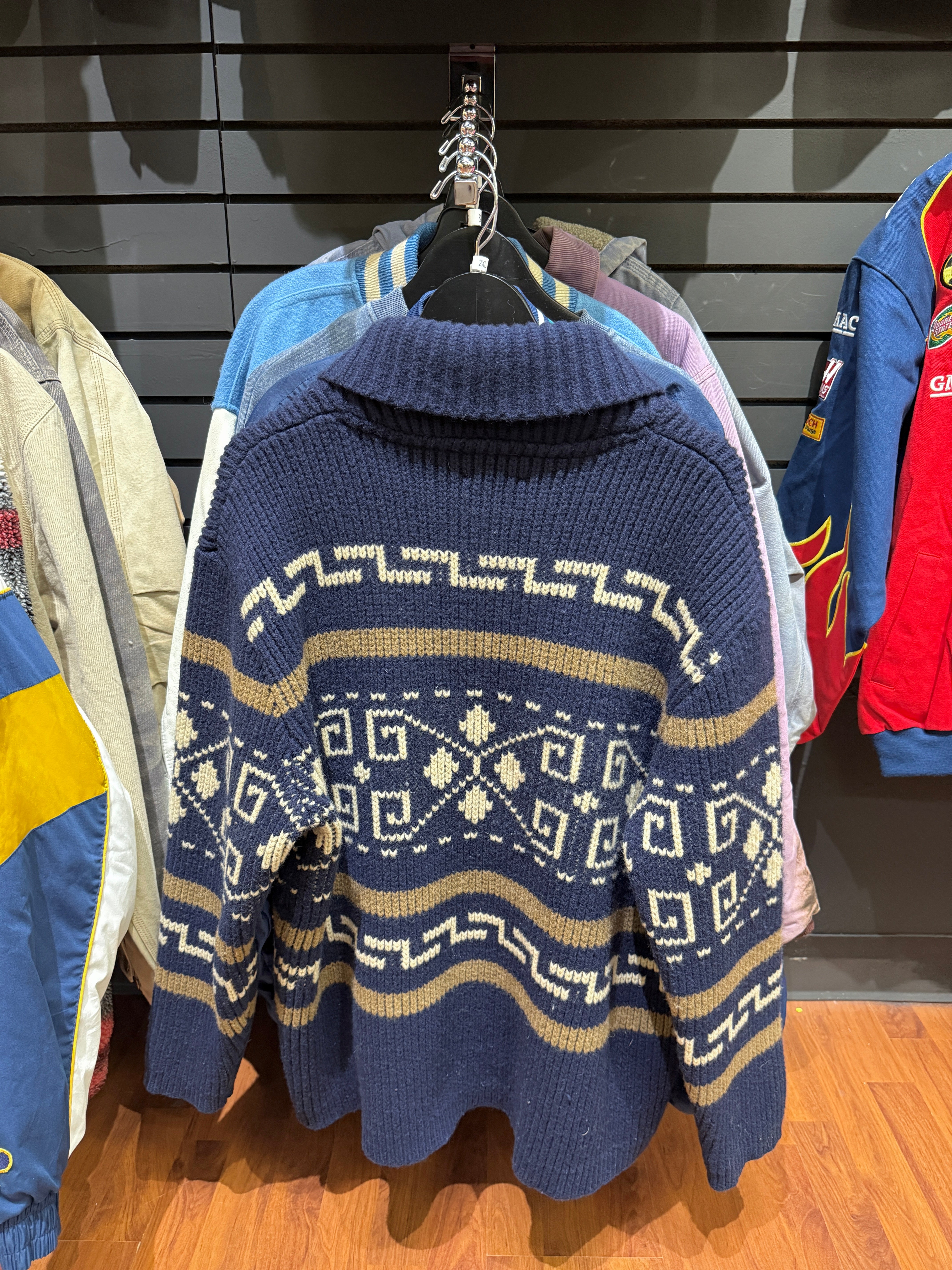 Pendleton Westerly Navy Blue Cowichan Sweater Sz XXL