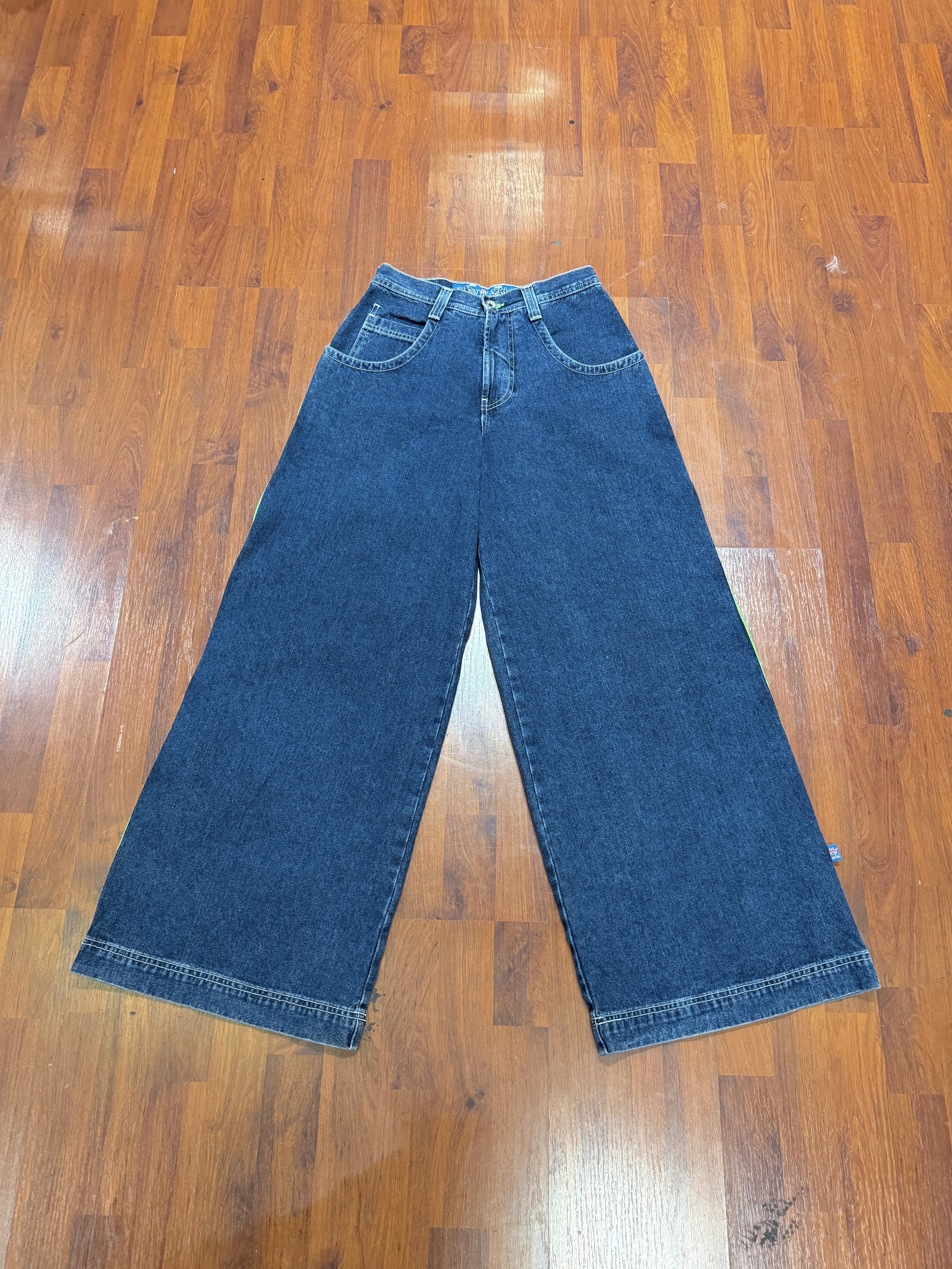 90s JNCO Jeans Westside Lime Green Graffiti Denim Sz 30x30