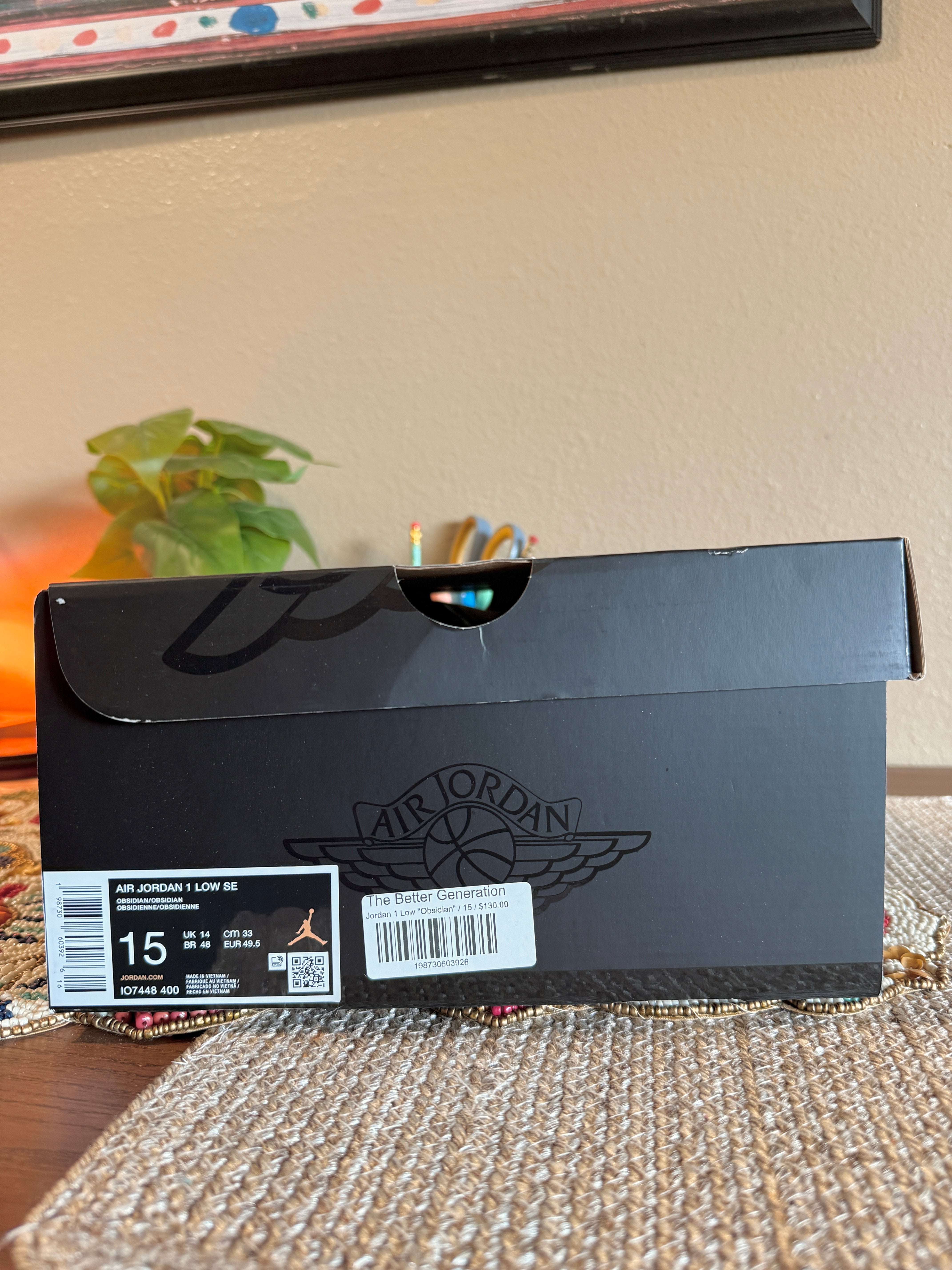 Jordan 1 Low SE Obsidian Suede Size 15