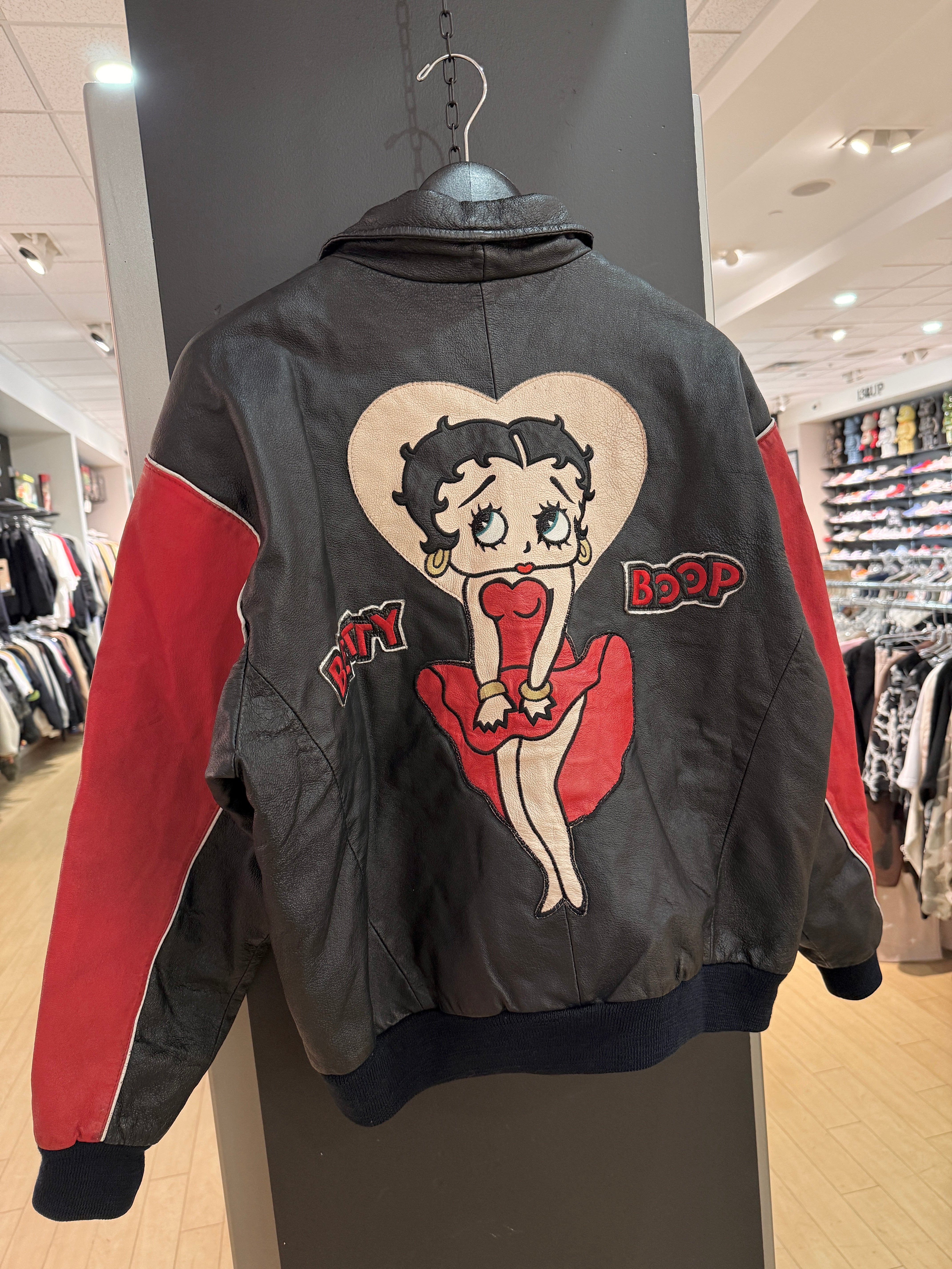 90s Betty Boop Montana Toons Leather Jacket Size Small (Missing Button)