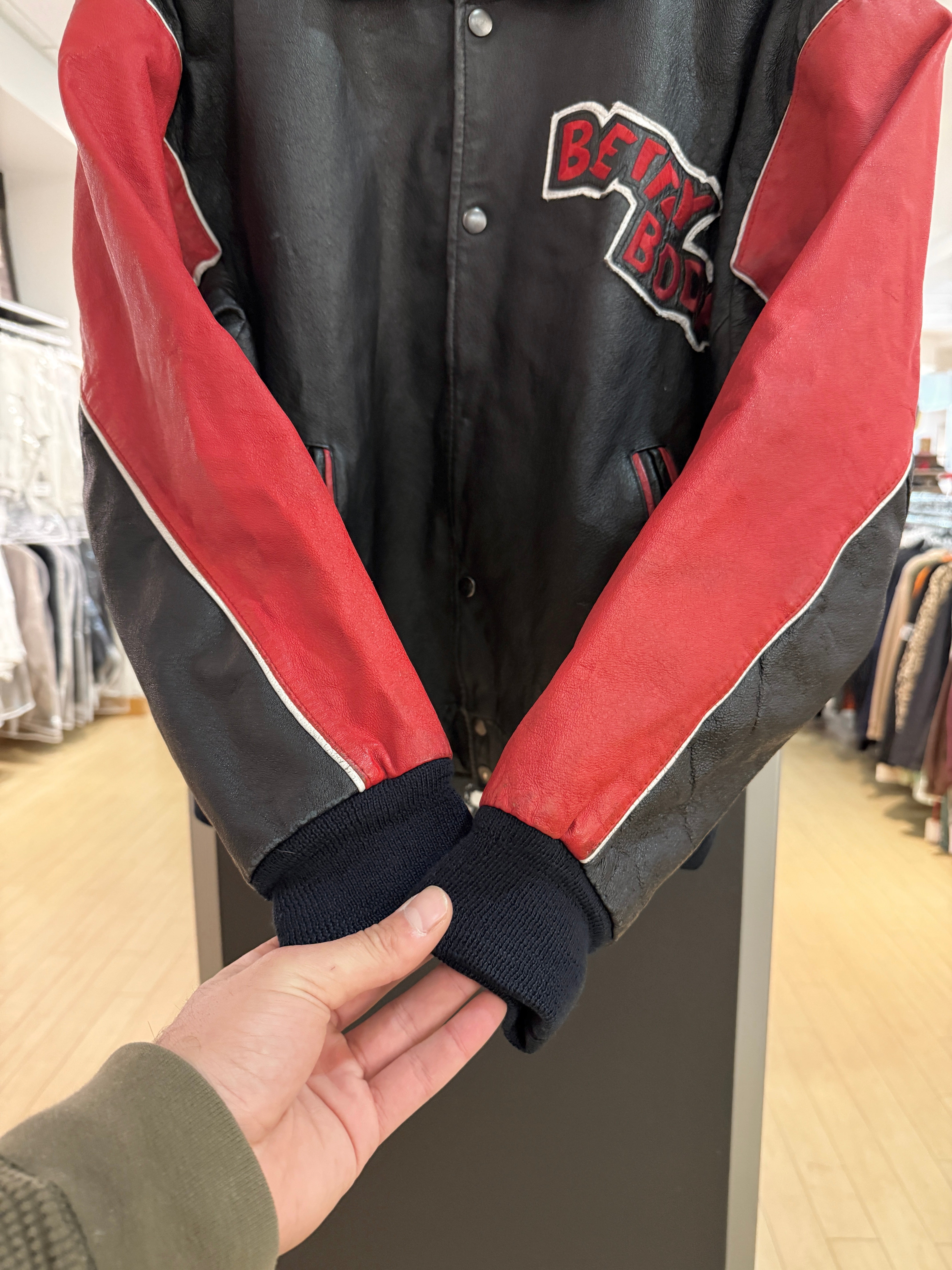90s Betty Boop Montana Toons Leather Jacket Size Small (Missing Button)