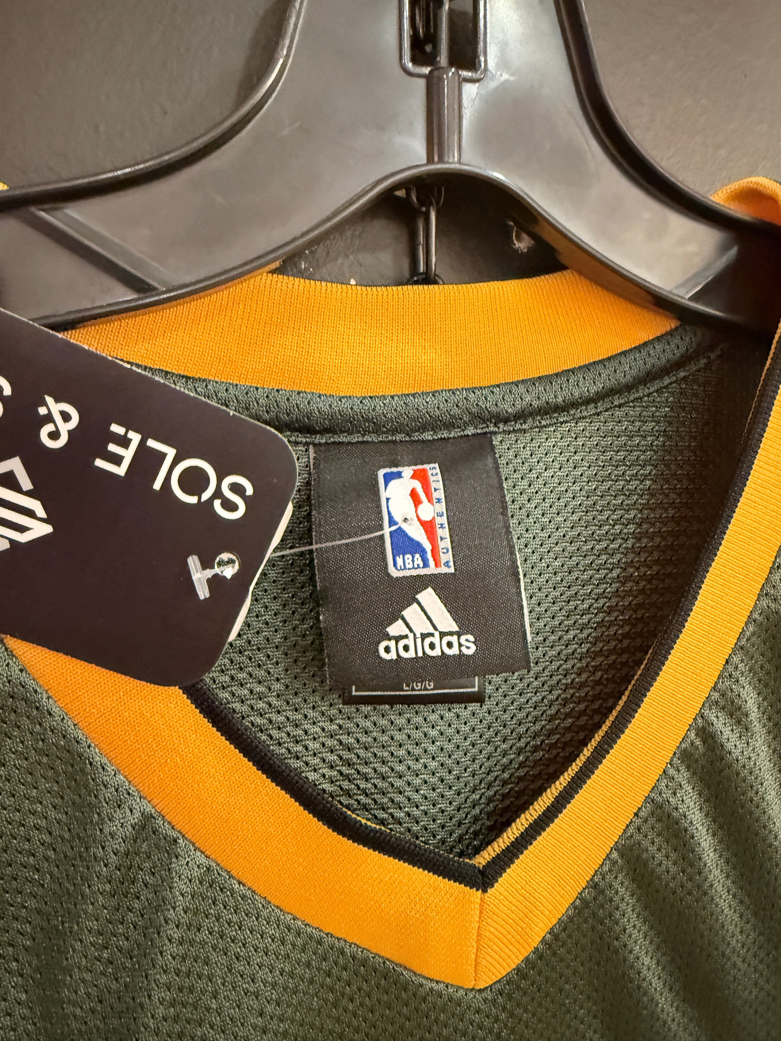 Y2K Junior Custom Green Adidas Seattle Sonics Swingman Jersey Size L